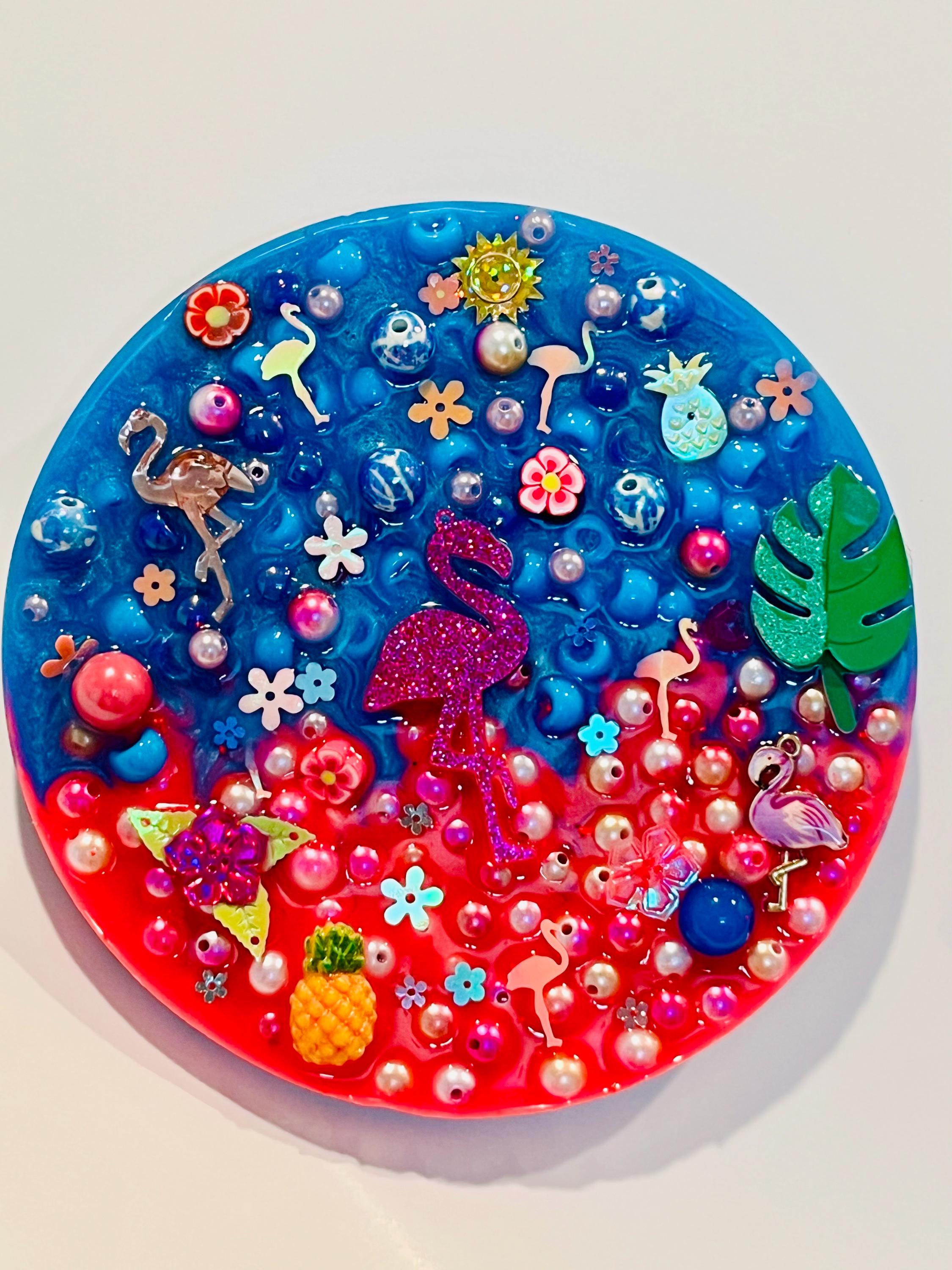 5” Tropical Flamingo Picky Pad for Stress Relief, beads for picking Therapy, picking toys, fidget stress, birthday gift, Tropical Scented