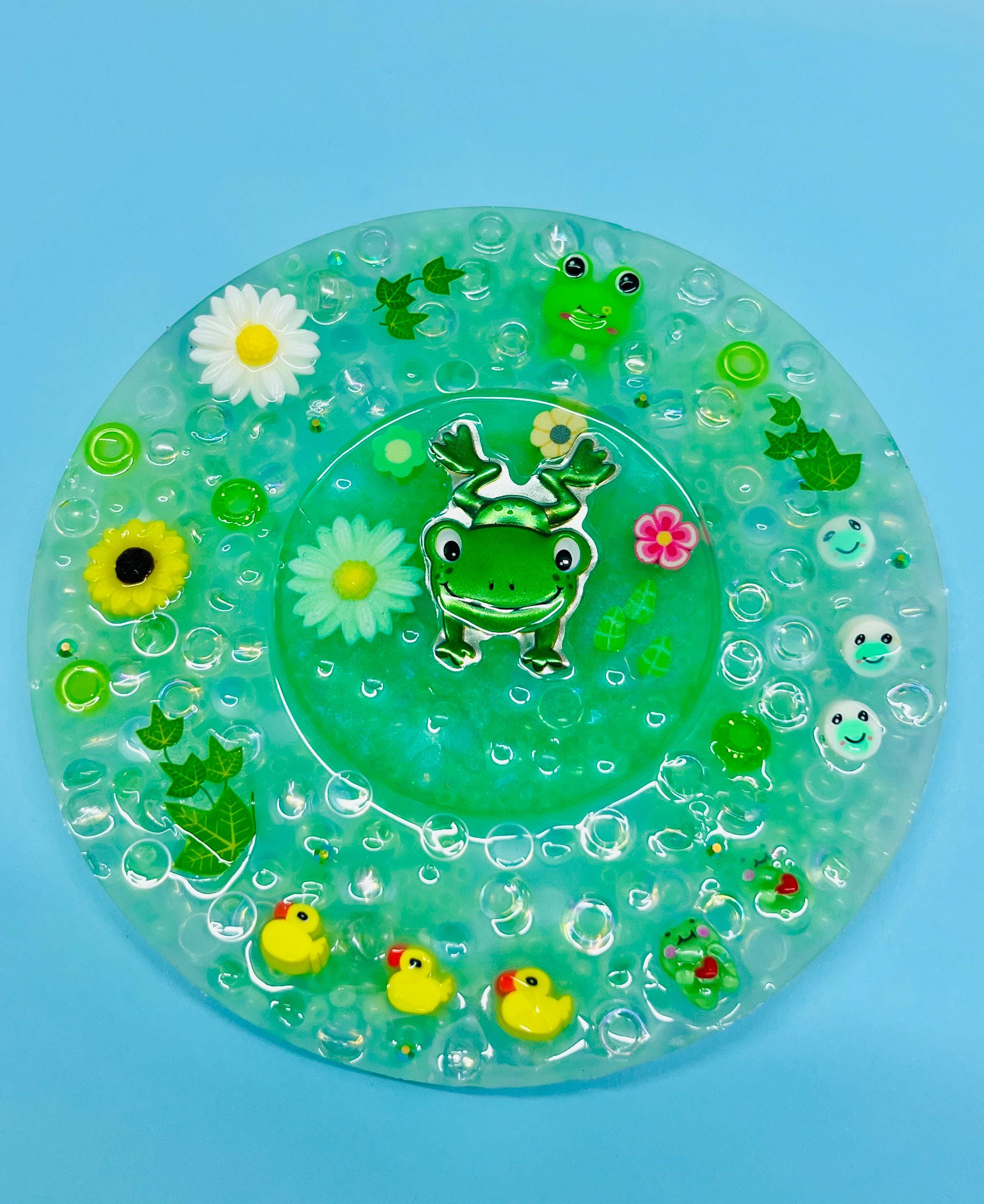 Frog-Themed Sensory Picky Pad – Handmade Silicone Fidget Pad with Resin Center – Calming Therapy Toy for Anxiety & Focus-Dermatillomania pad