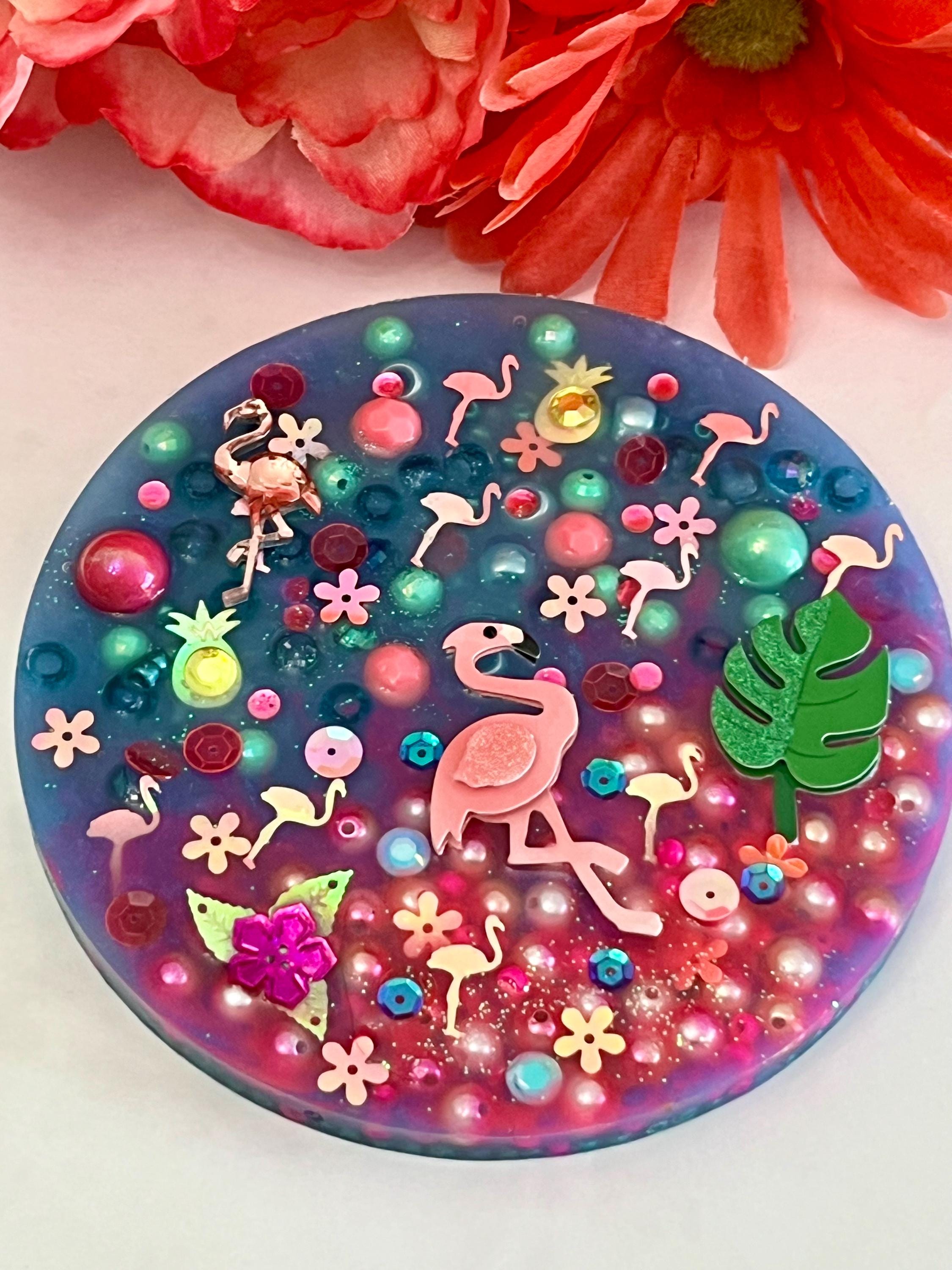 5” Tropical Flamingo Picky Pad for Stress Relief, beads for picking Therapy, picking toys, fidget stress, birthday gift, Tropical Scented