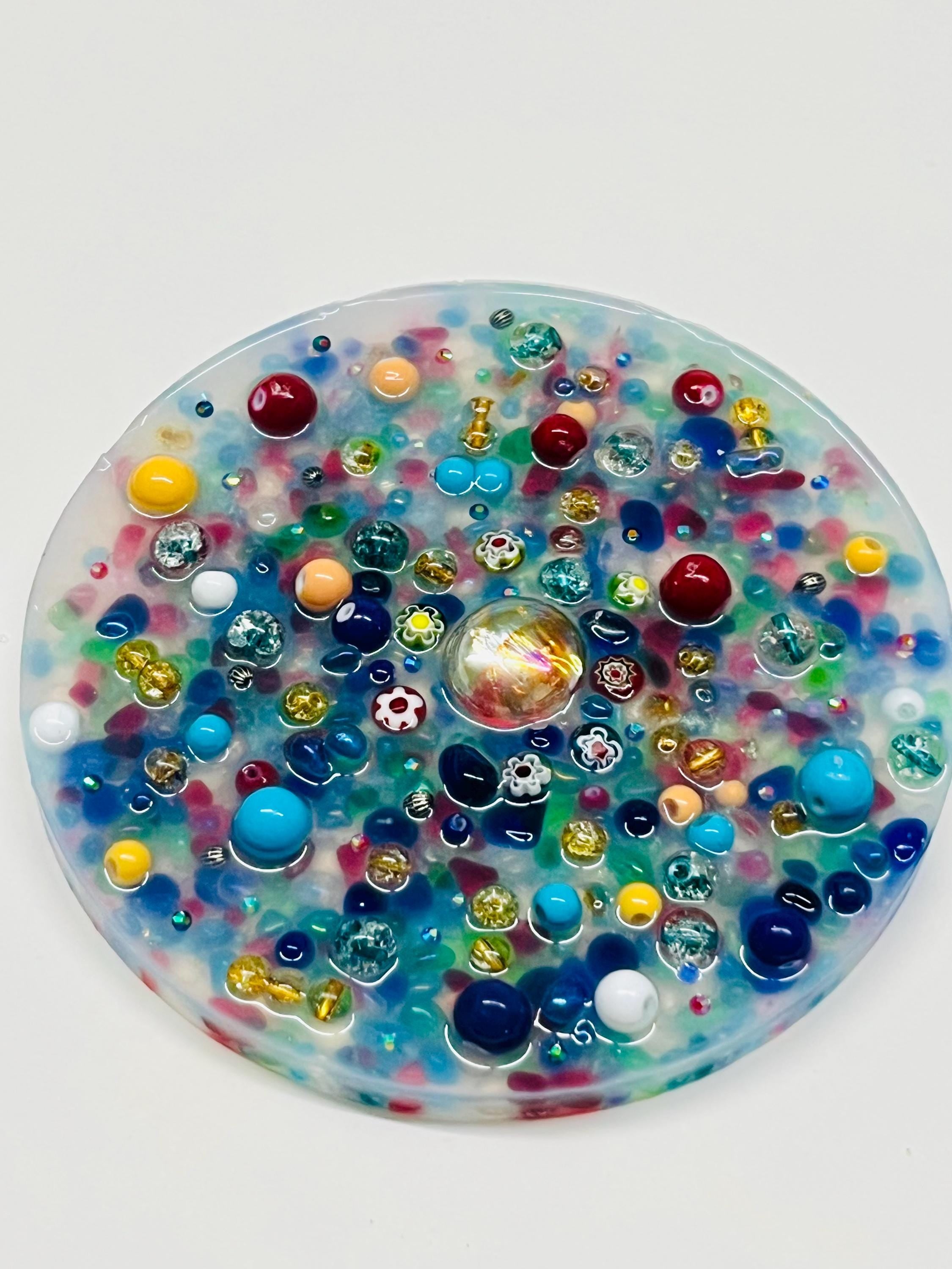 5 Inch ShimmerStone Picky Pad - Fidget Sensory Toy with Glass Beads for Anxiety Relief