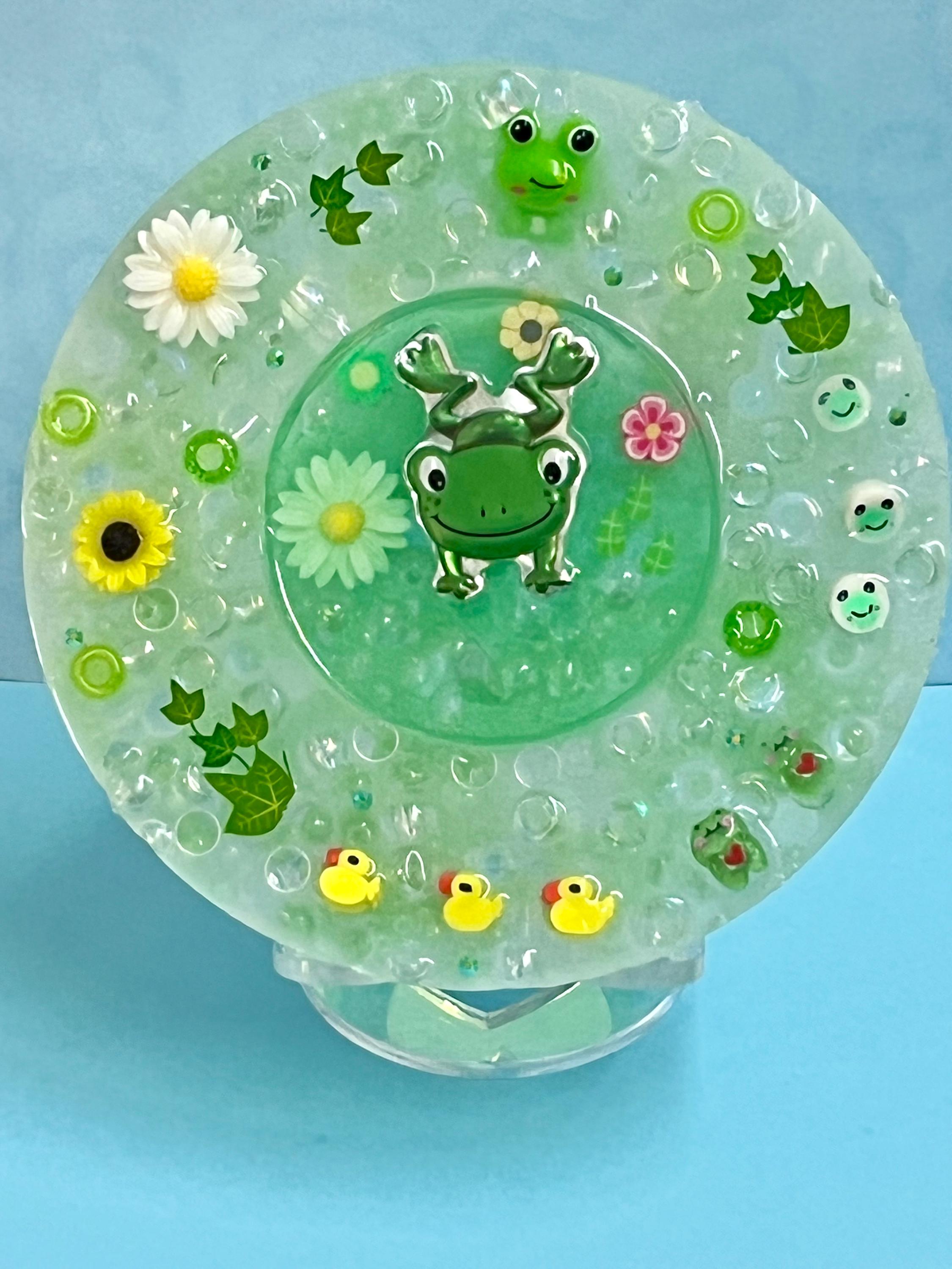 Frog-Themed Sensory Picky Pad – Handmade Silicone Fidget Pad with Resin Center – Calming Therapy Toy for Anxiety & Focus-Dermatillomania pad