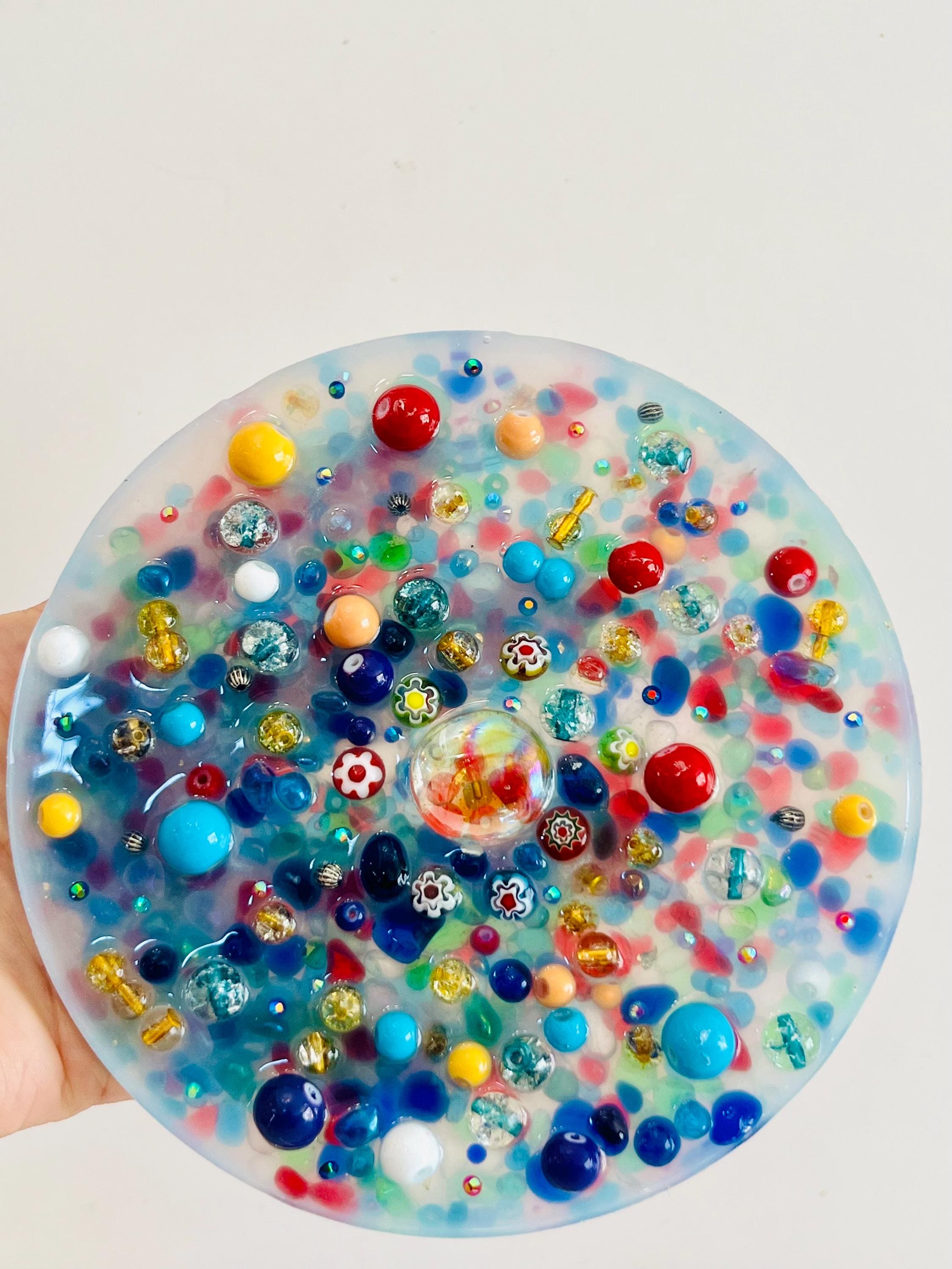 5 Inch ShimmerStone Picky Pad - Fidget Sensory Toy with Glass Beads for Anxiety Relief