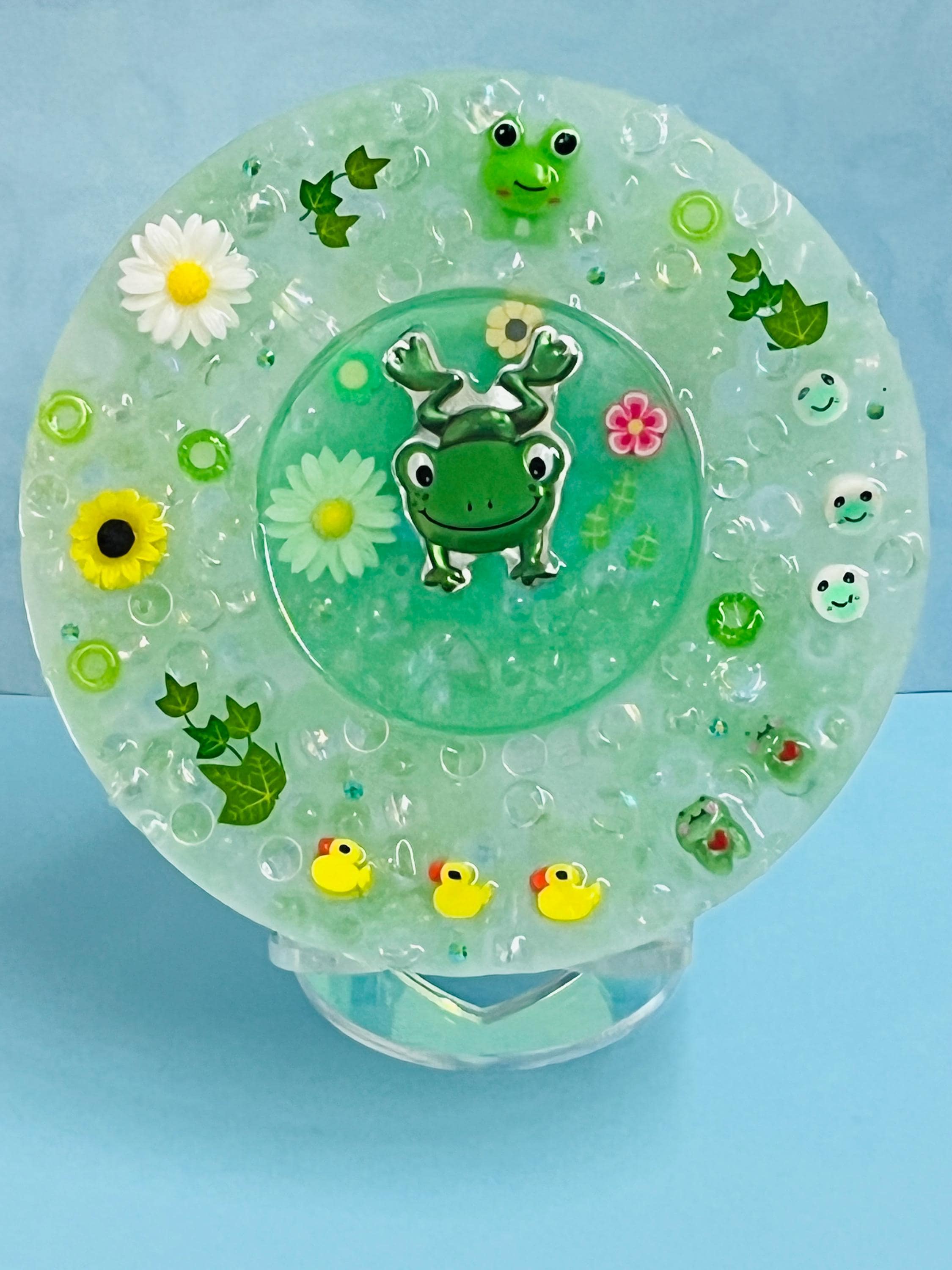 Frog-Themed Sensory Picky Pad – Handmade Silicone Fidget Pad with Resin Center – Calming Therapy Toy for Anxiety & Focus-Dermatillomania pad