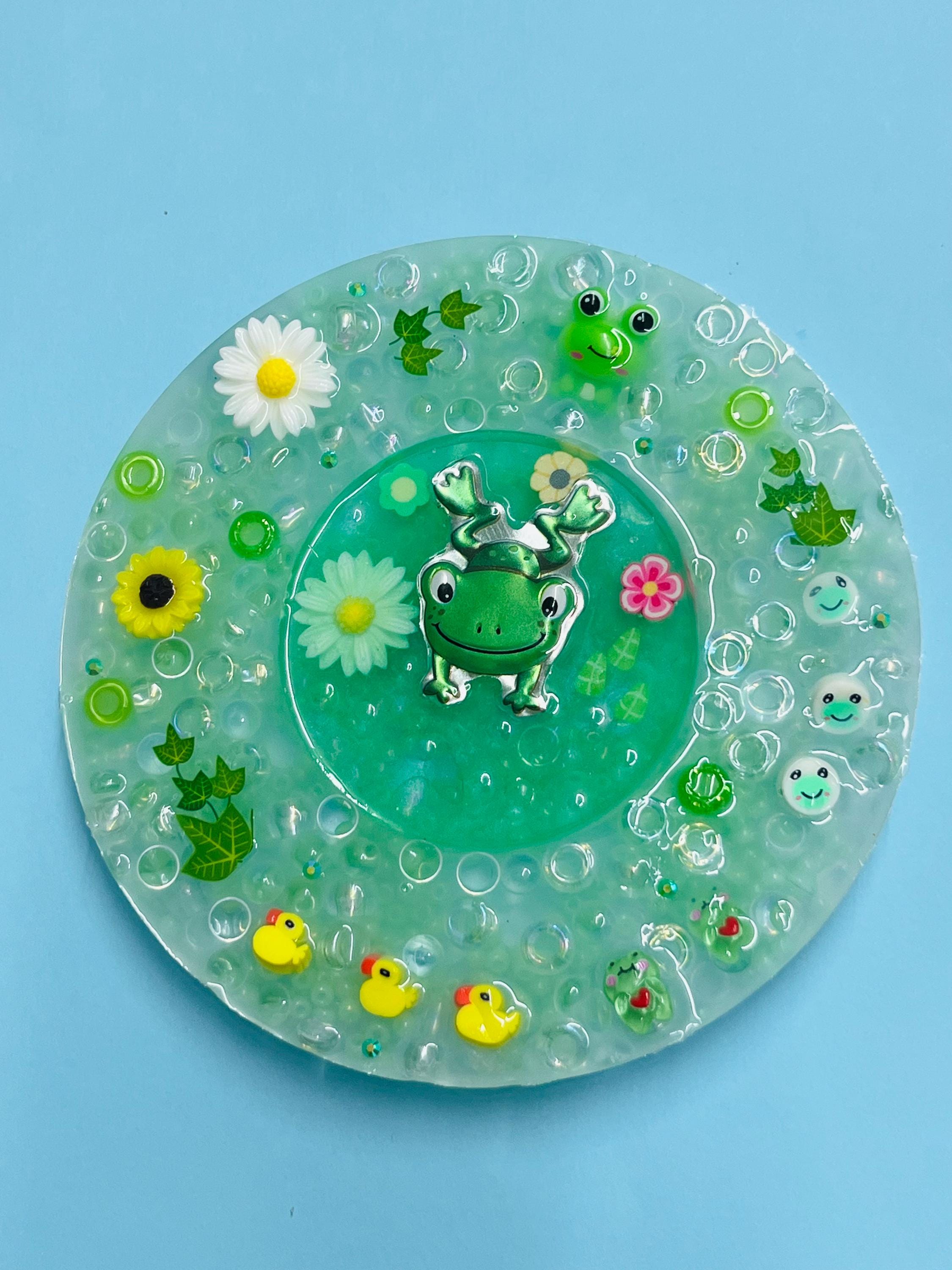 Frog-Themed Sensory Picky Pad – Handmade Silicone Fidget Pad with Resin Center – Calming Therapy Toy for Anxiety & Focus-Dermatillomania pad