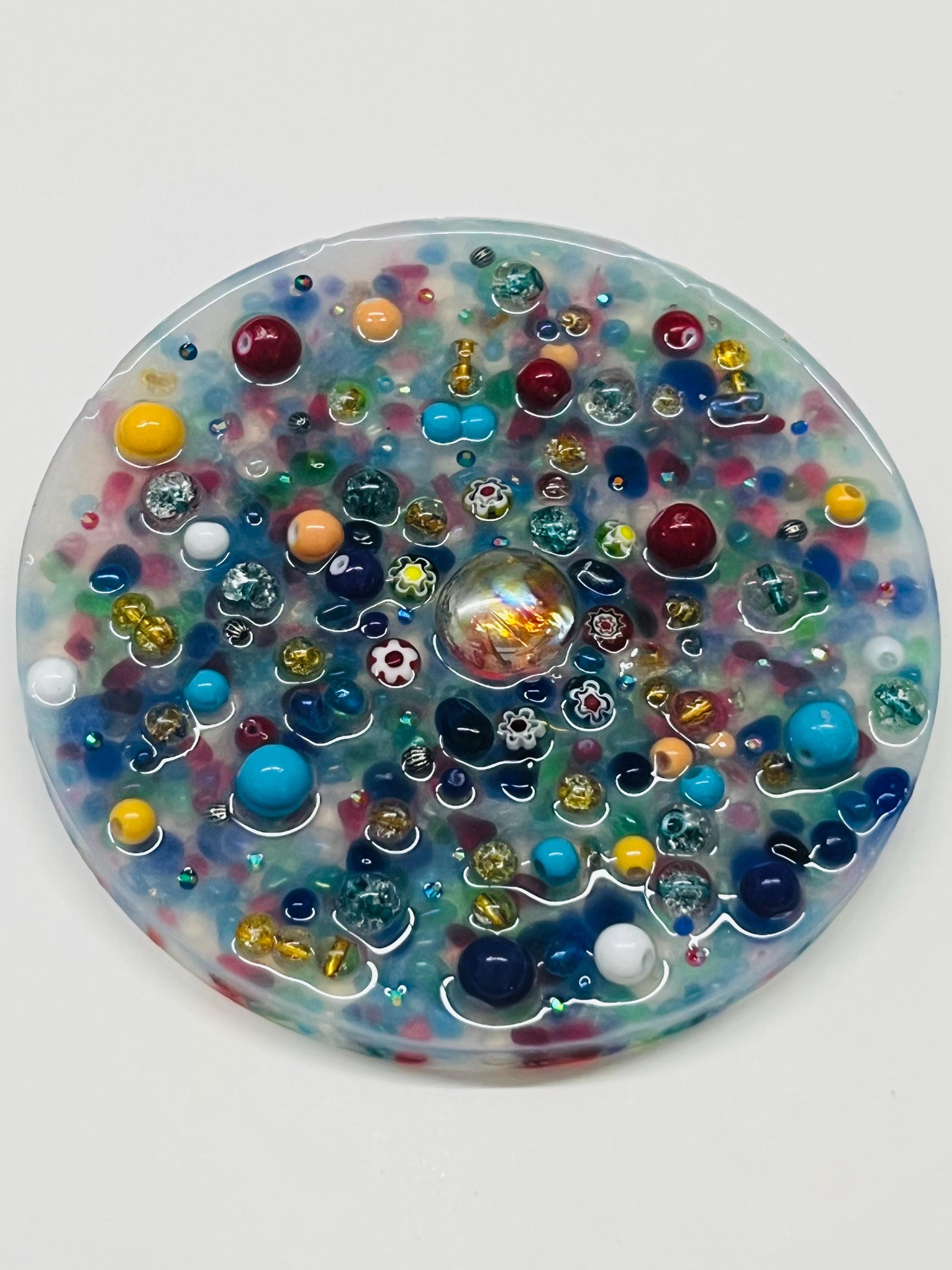 5 Inch ShimmerStone Picky Pad - Fidget Sensory Toy with Glass Beads for Anxiety Relief