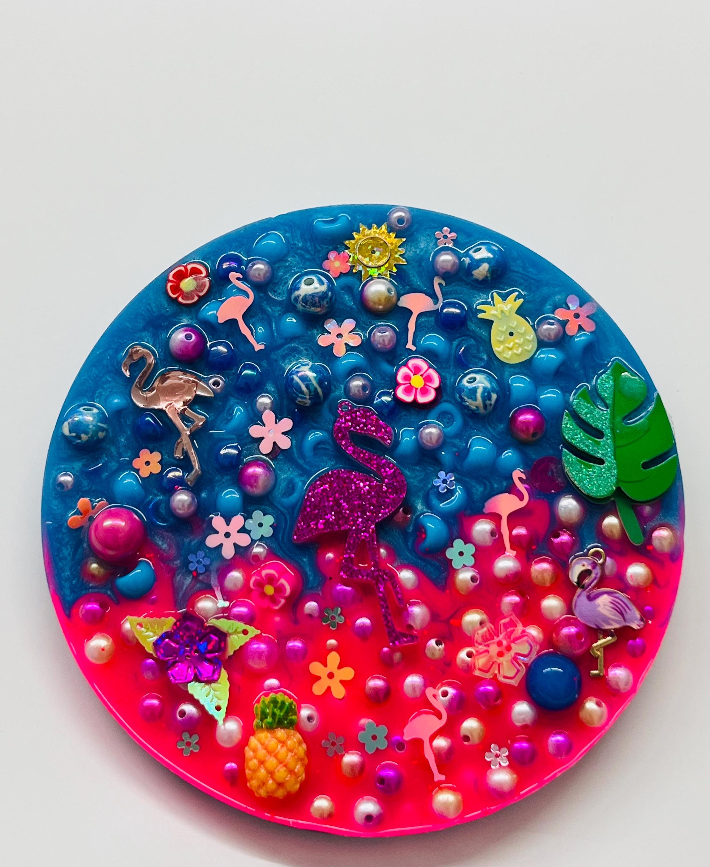 5” Tropical Flamingo Picky Pad for Stress Relief, beads for picking Therapy, picking toys, fidget stress, birthday gift, Tropical Scented