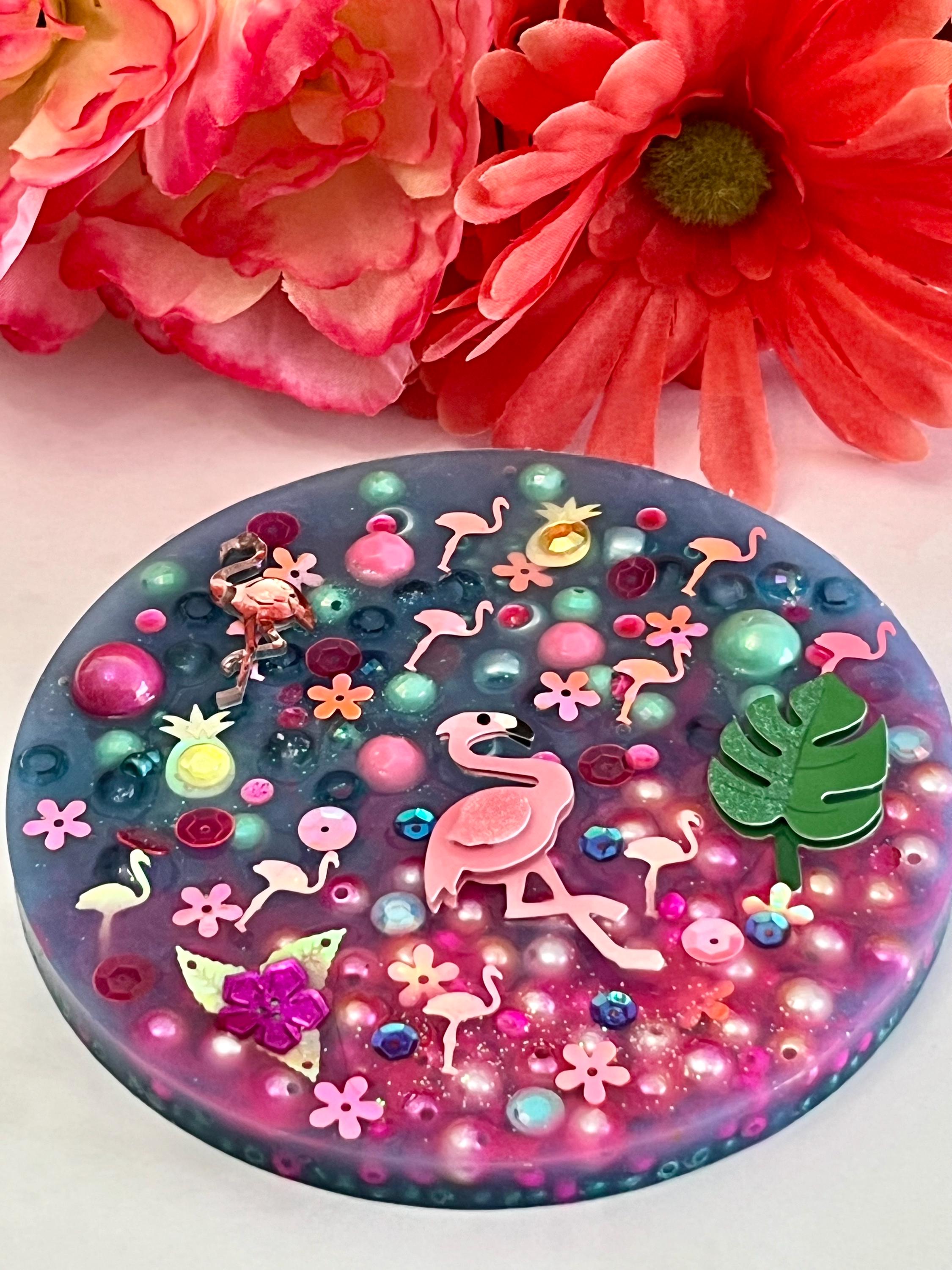 5” Tropical Flamingo Picky Pad for Stress Relief, beads for picking Therapy, picking toys, fidget stress, birthday gift, Tropical Scented