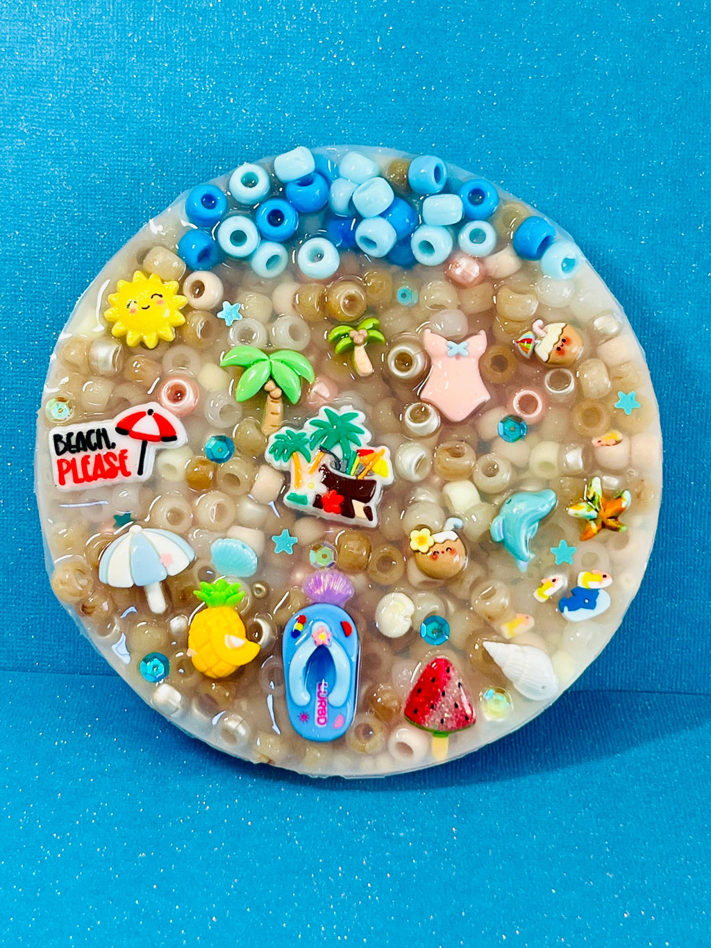 Beach 5: Inches Pick Pad - Sensory Fidget for Summer-  Stress Relief - Dermatillomania-  Skin relief and Anxiety- beach charms- Skin Picky-