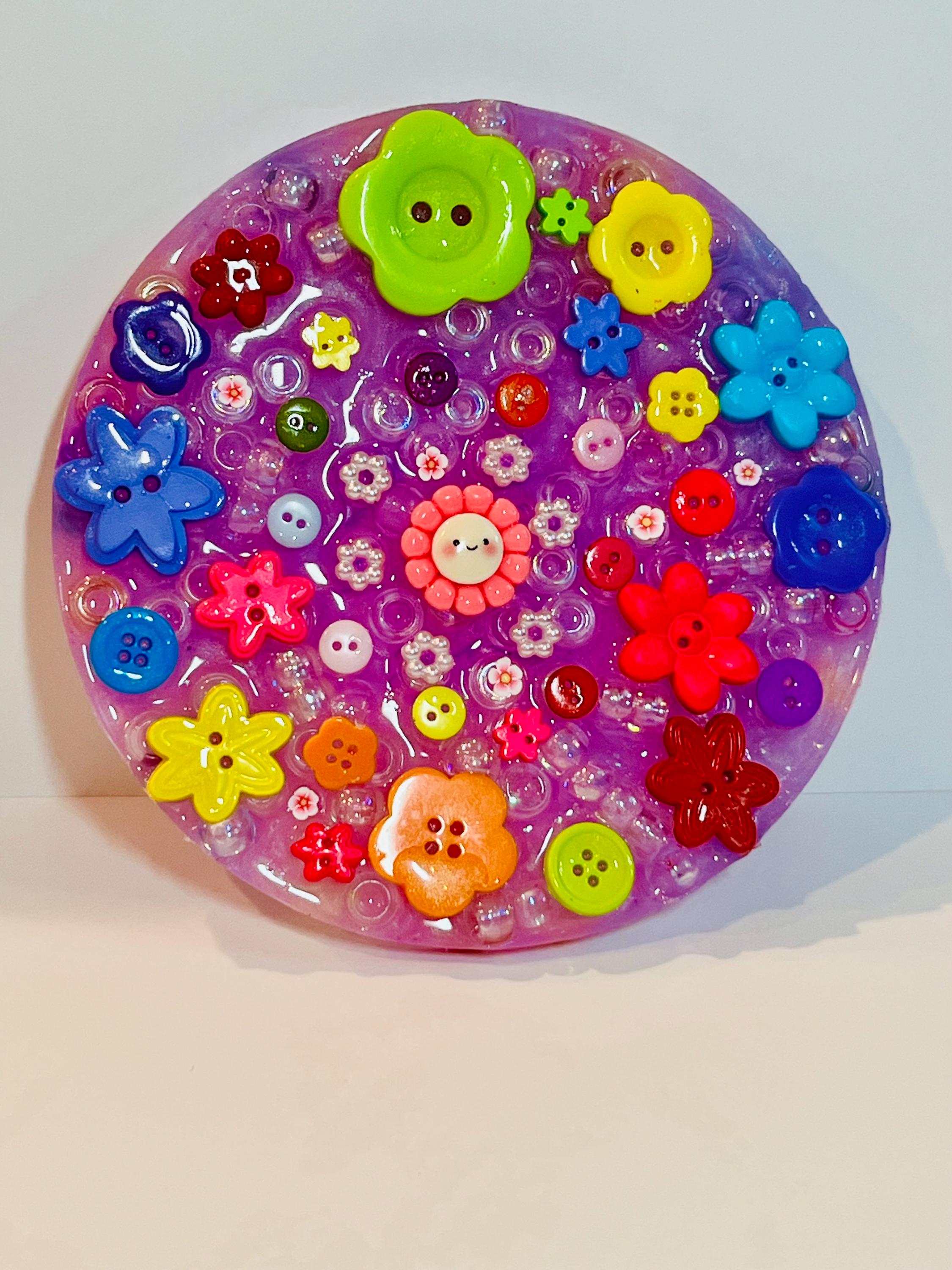 5” Inches Therapeutic  Flower Button Garden    Picky Pad- Sensory Stress Relief- Reusable Craftable Buttons- Fidget Toys- Skin Picky