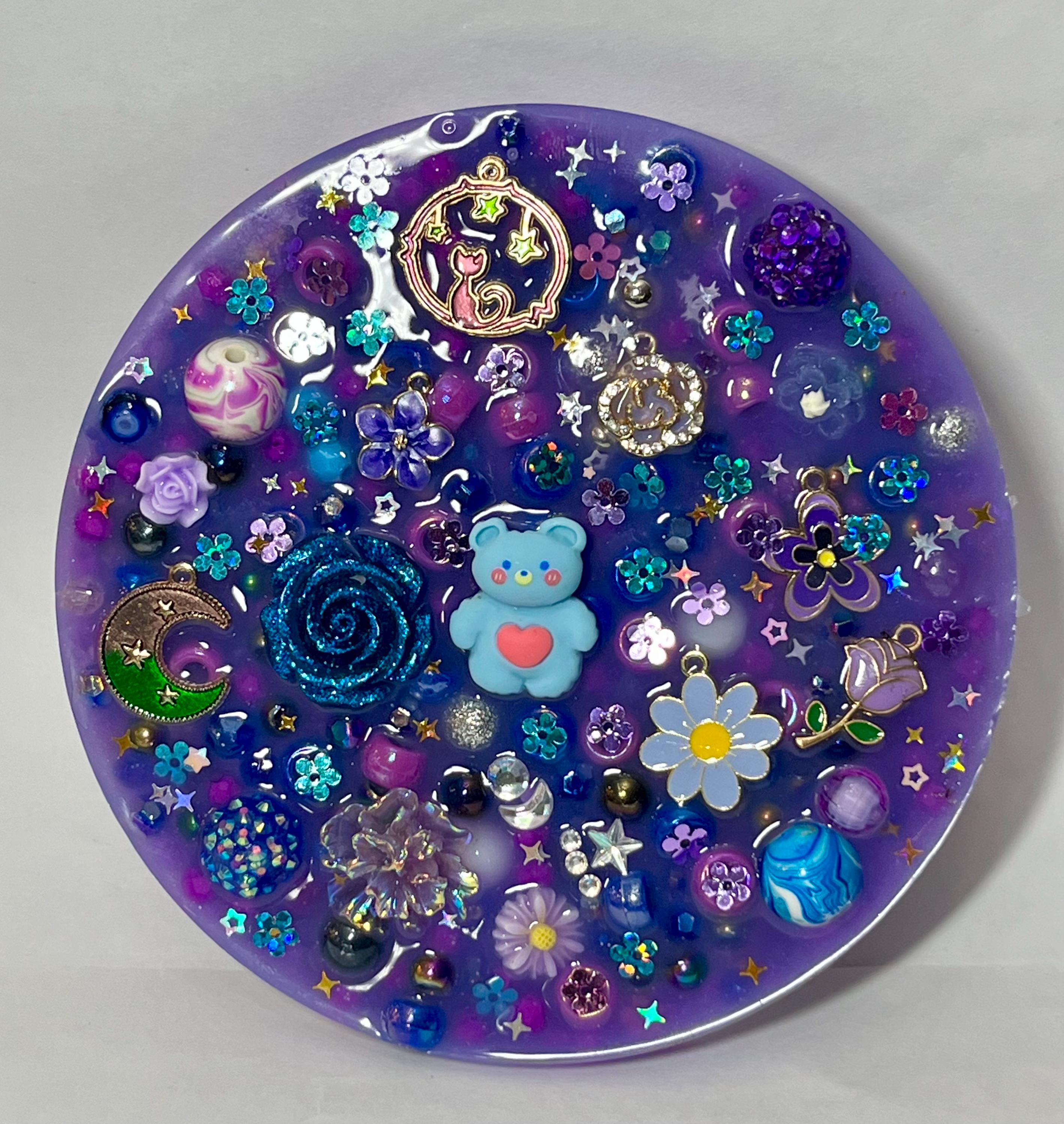 5” Inches Celestial Amethyst Picky Pad,  Sensory Fidget Pad for Skin Picking, Stress & Anxiety Relief, Bead-Filled Silicone Picky pad