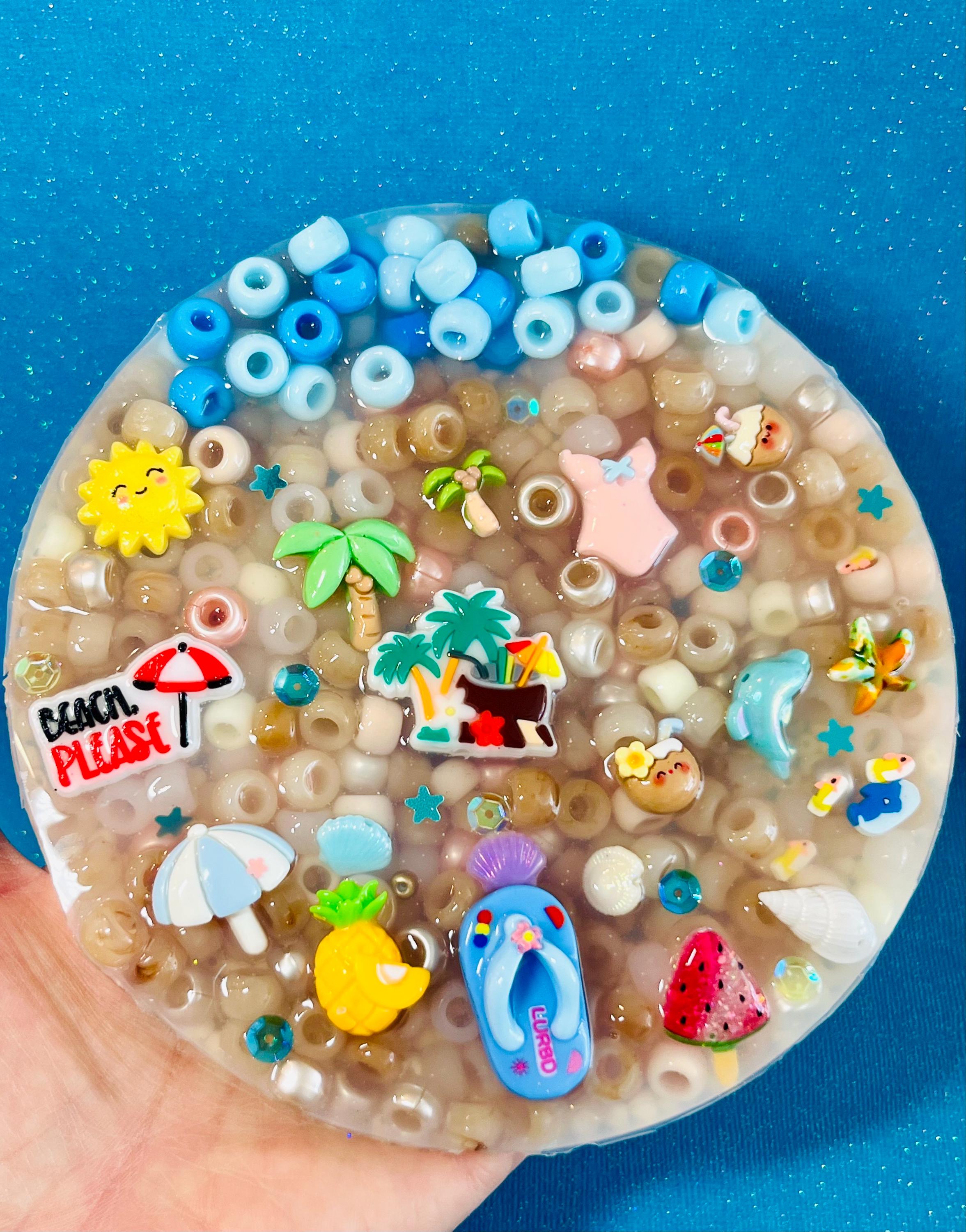 Beach 5: Inches Pick Pad - Sensory Fidget for Summer-  Stress Relief - Dermatillomania-  Skin relief and Anxiety- beach charms- Skin Picky-
