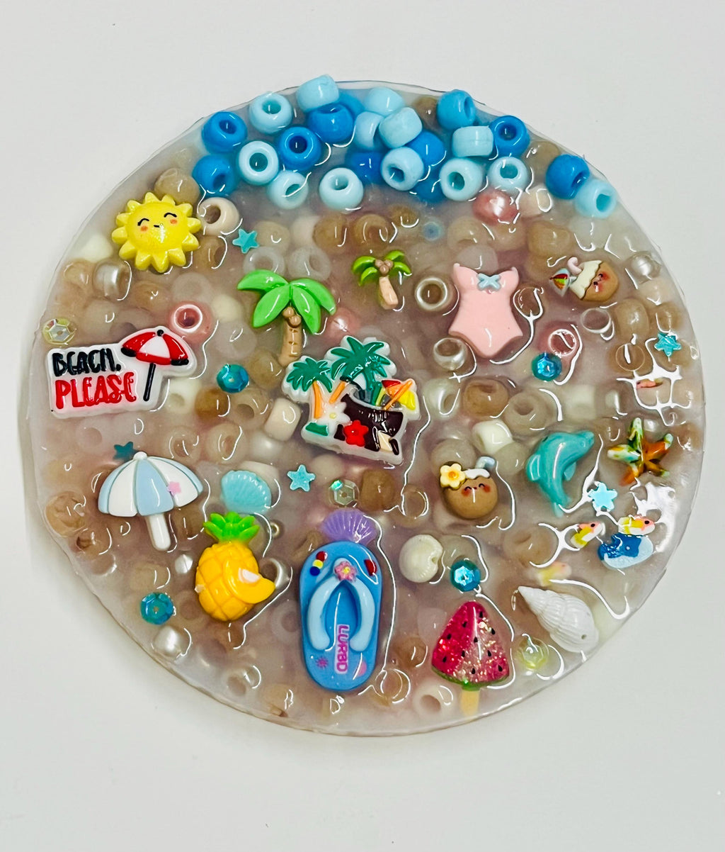Beach 5: Inches Pick Pad - Sensory Fidget for Summer-  Stress Relief - Dermatillomania-  Skin relief and Anxiety- beach charms- Skin Picky-