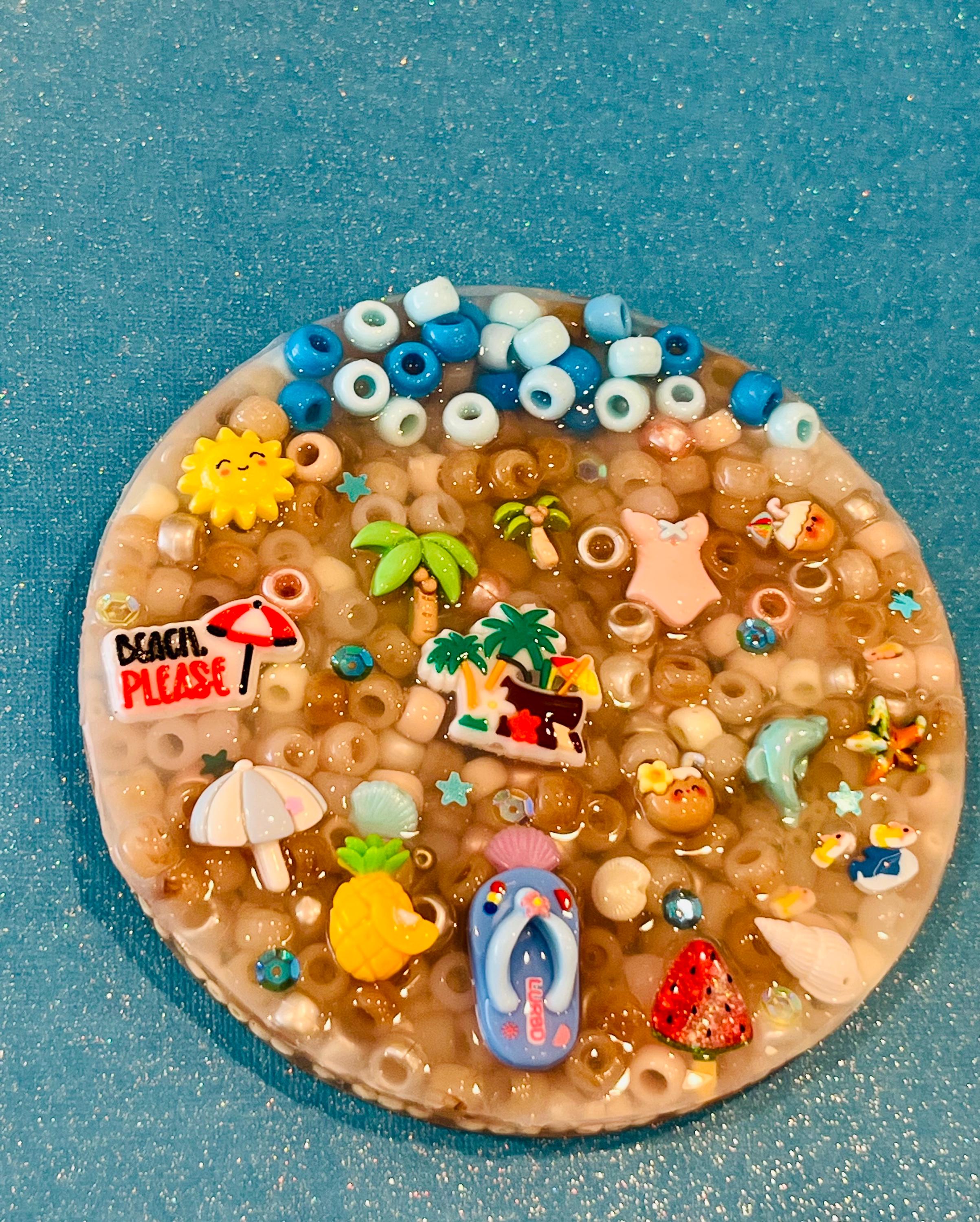 Beach 5: Inches Pick Pad - Sensory Fidget for Summer-  Stress Relief - Dermatillomania-  Skin relief and Anxiety- beach charms- Skin Picky-