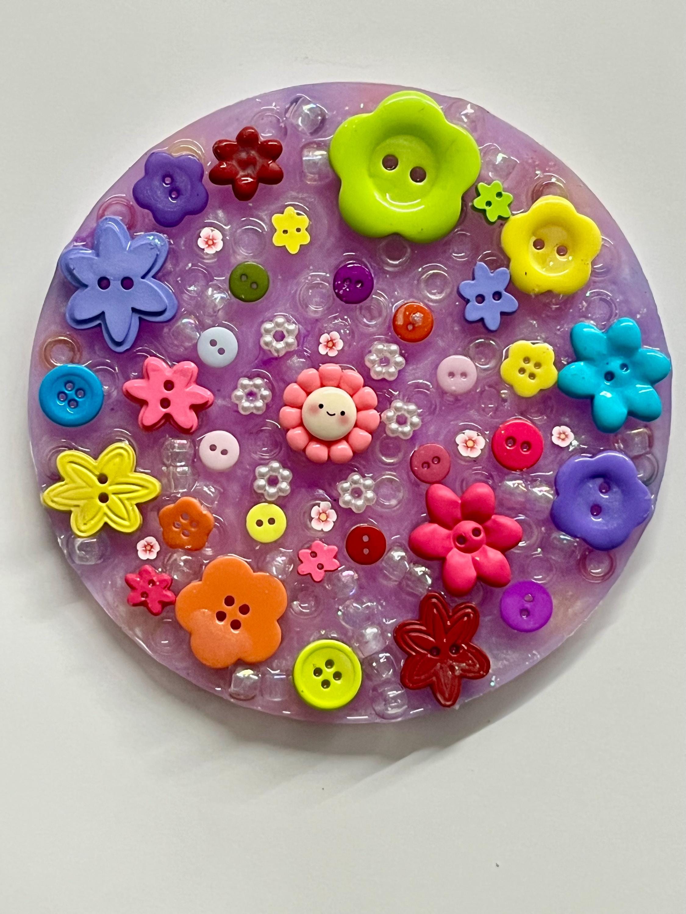 5” Inches Therapeutic  Flower Button Garden    Picky Pad- Sensory Stress Relief- Reusable Craftable Buttons- Fidget Toys- Skin Picky