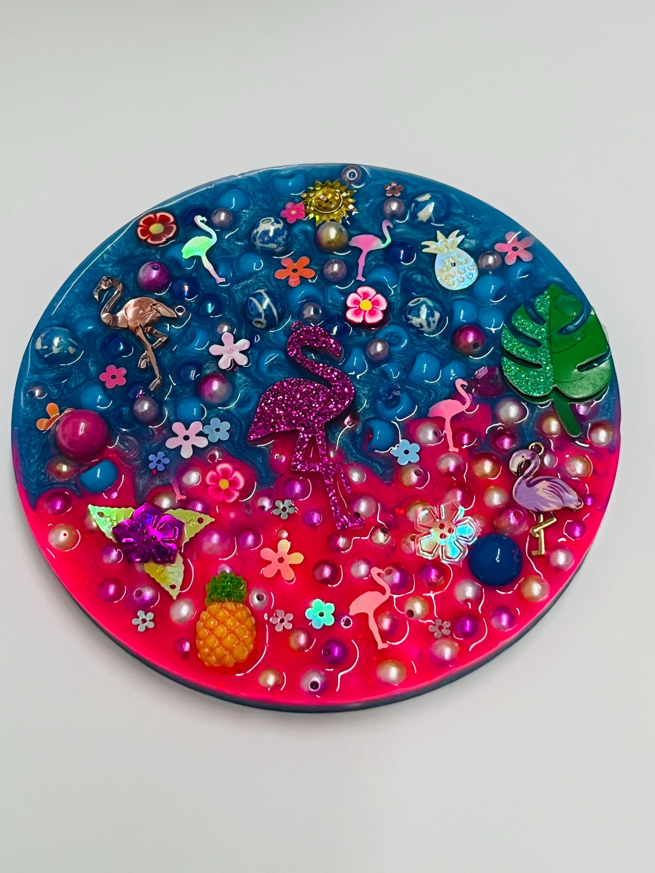 5” Tropical Flamingo Picky Pad for Stress Relief, beads for picking Therapy, picking toys, fidget stress, birthday gift, Tropical Scented