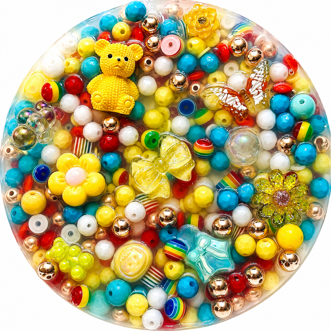Rainbow Sensory Fidget Pad – Textured Beads, Charms, Stress Relief Toy