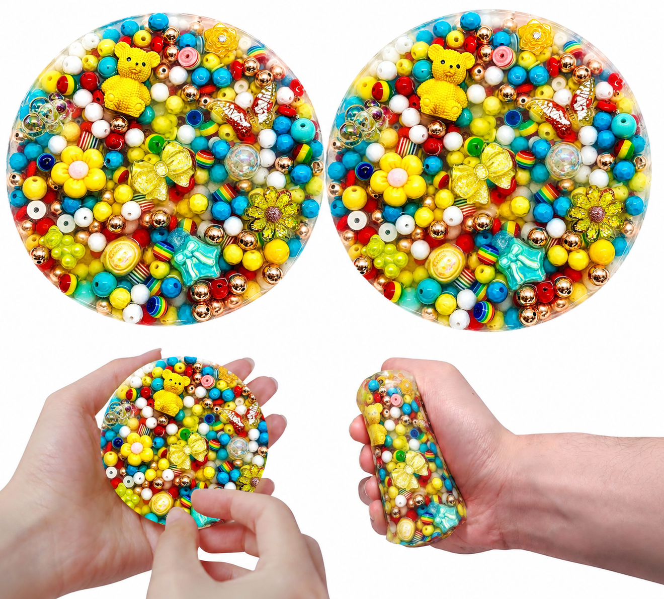 Rainbow Sensory Fidget Pad – Textured Beads, Charms, Stress Relief Toy