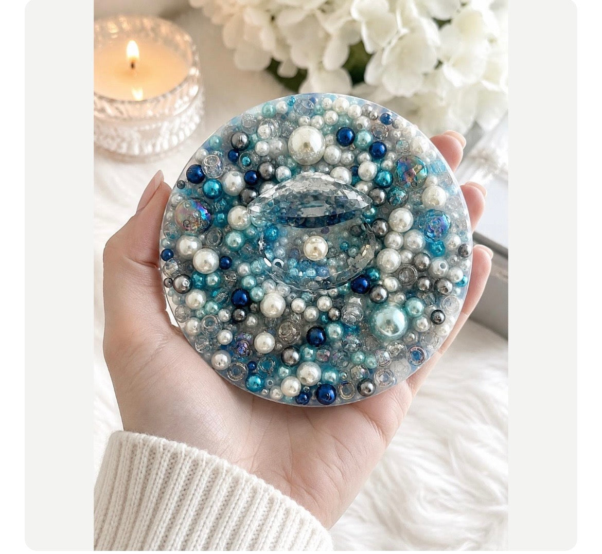 Handmade Pearl Picky Pad | Crystal Sensory Fidget Toy, Desk Decor, Anxiety Relief