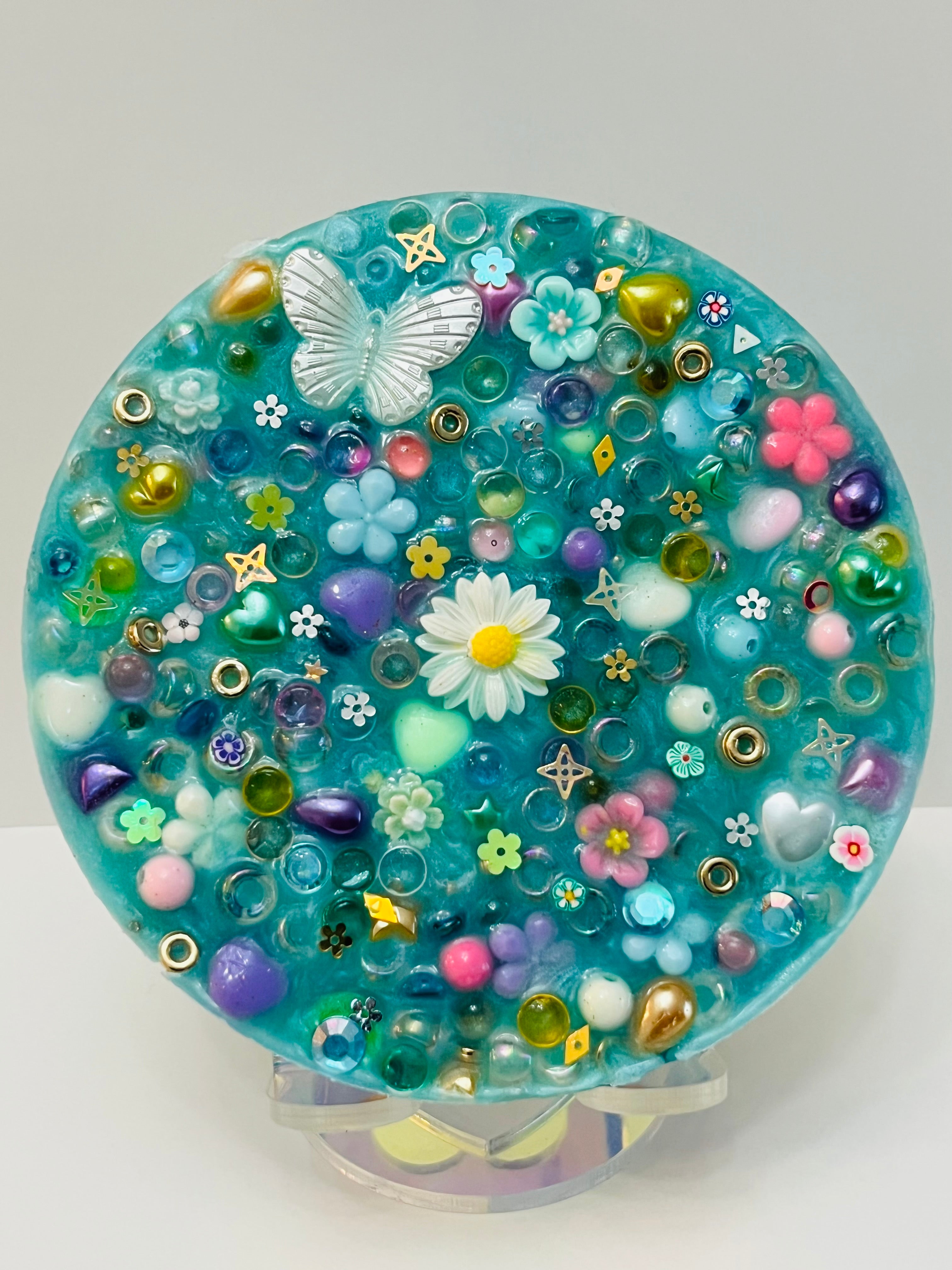 Turquoise Floral Sensory Pad - Anxiety Relief Fidget Therapy | PickyPadsTherapy