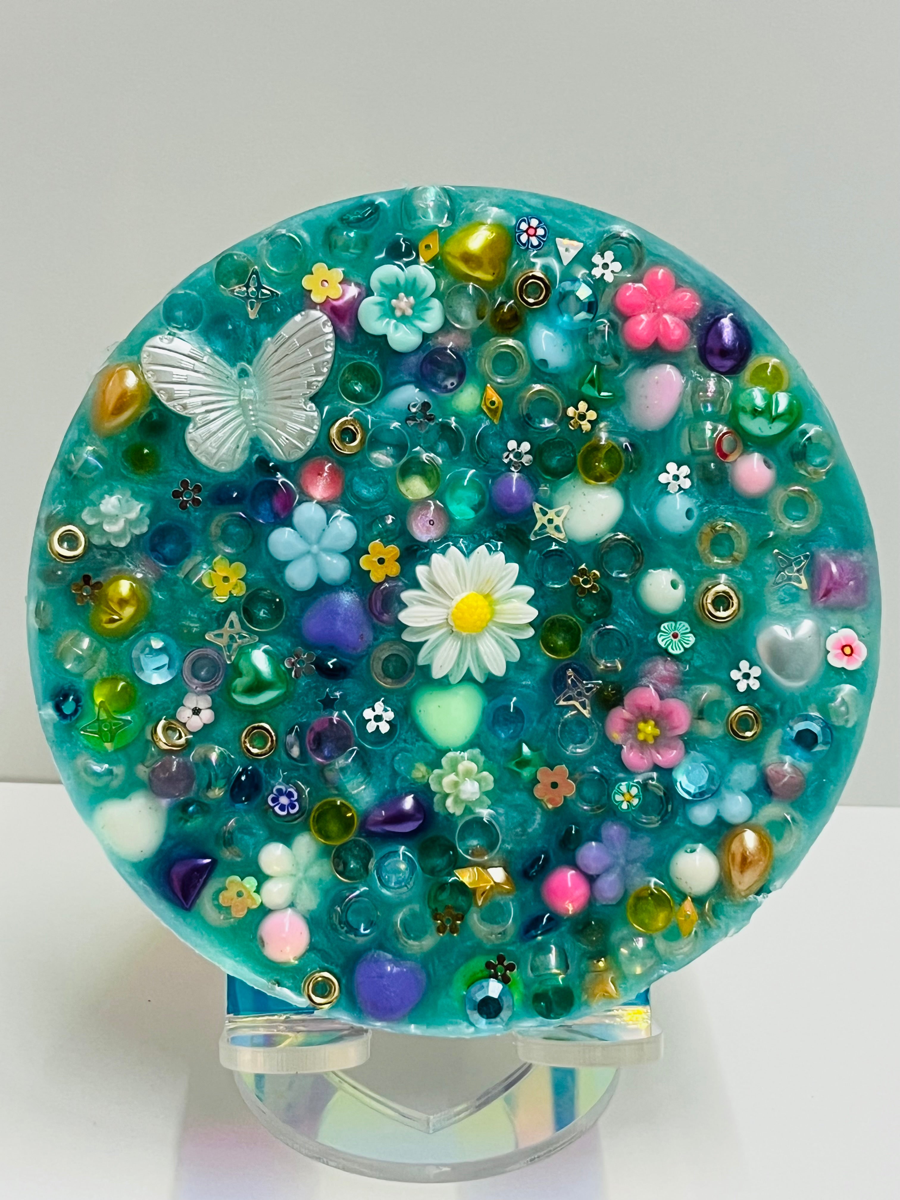 Turquoise Floral Sensory Pad - Anxiety Relief Fidget Therapy | PickyPadsTherapy