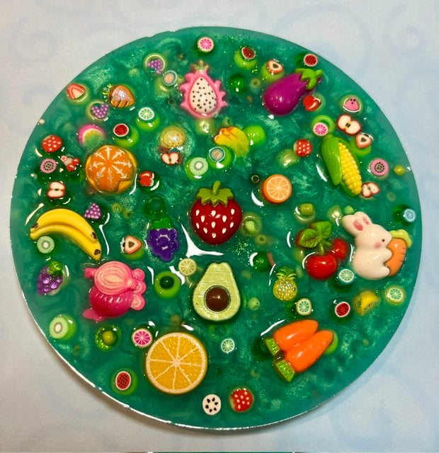 5” Inches Farmers Market Picky Pad, Scented Sensory Fidget Pad for Skin Picking, Stress & Anxiety Relief, Bead-Filled Silicone Picky Toy