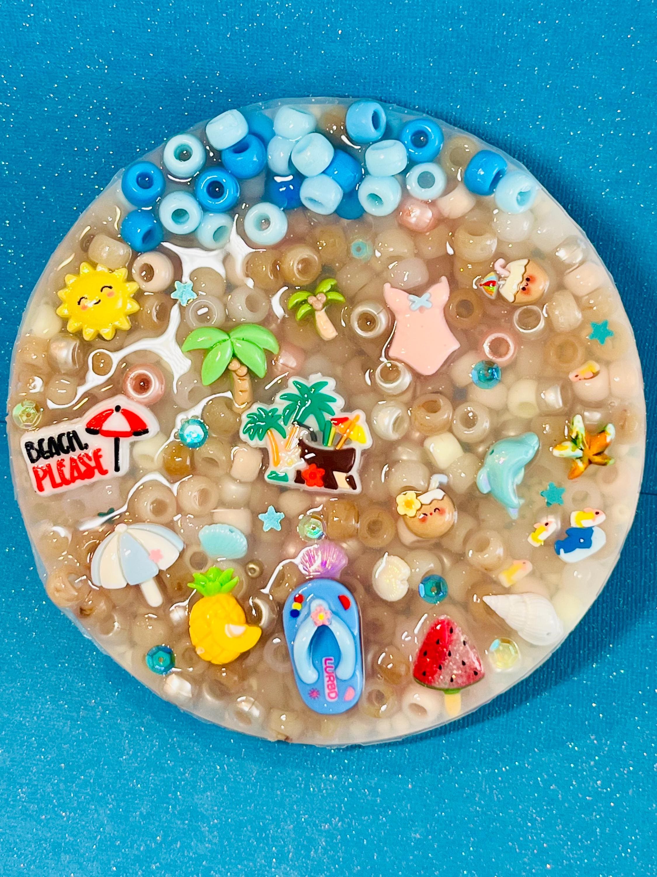 Beach 5: Inches Pick Pad - Sensory Fidget for Summer-  Stress Relief - Dermatillomania-  Skin relief and Anxiety- beach charms- Skin Picky-