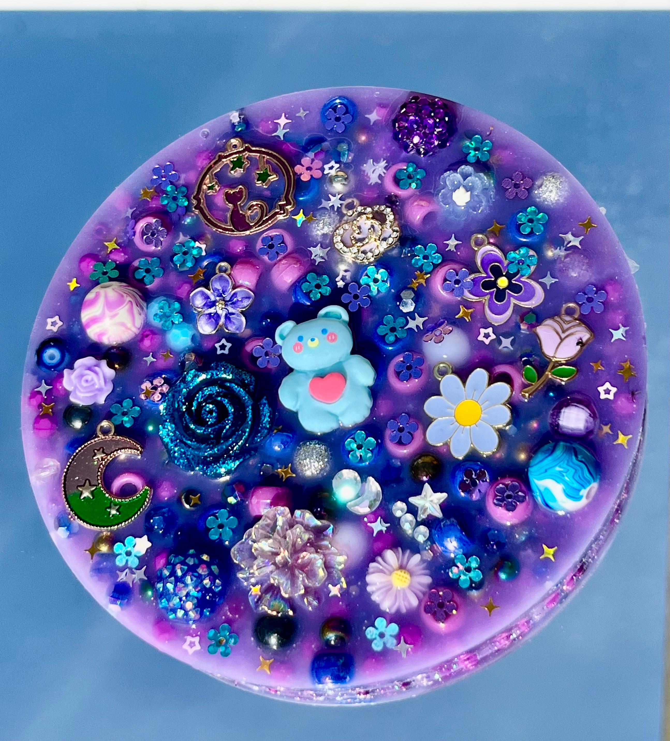 5” Inches Celestial Amethyst Picky Pad,  Sensory Fidget Pad for Skin Picking, Stress & Anxiety Relief, Bead-Filled Silicone Picky pad