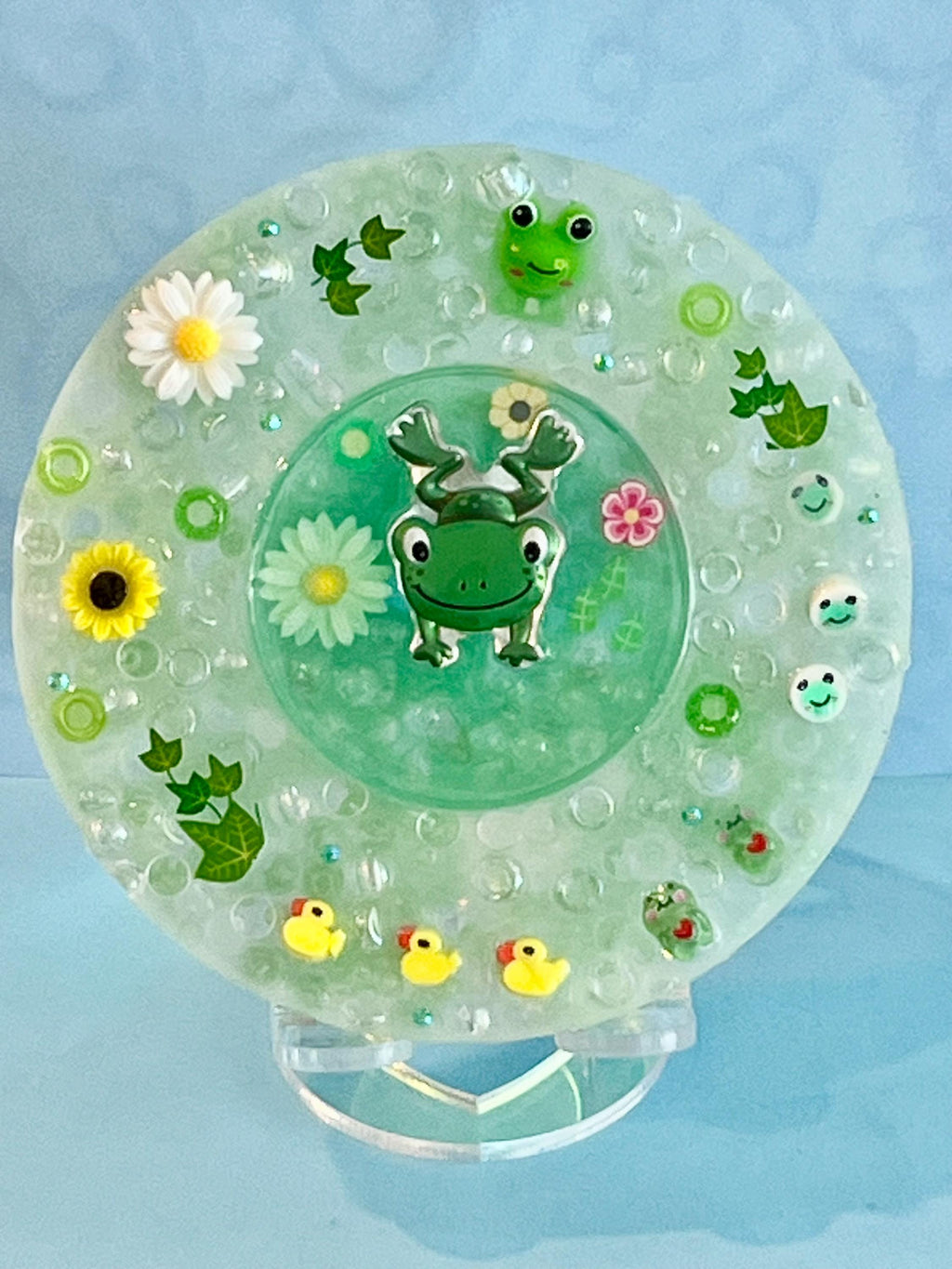 Frog-Themed Sensory Picky Pad – Handmade Silicone Fidget Pad with Resin Center – Calming Therapy Toy for Anxiety & Focus-Dermatillomania pad