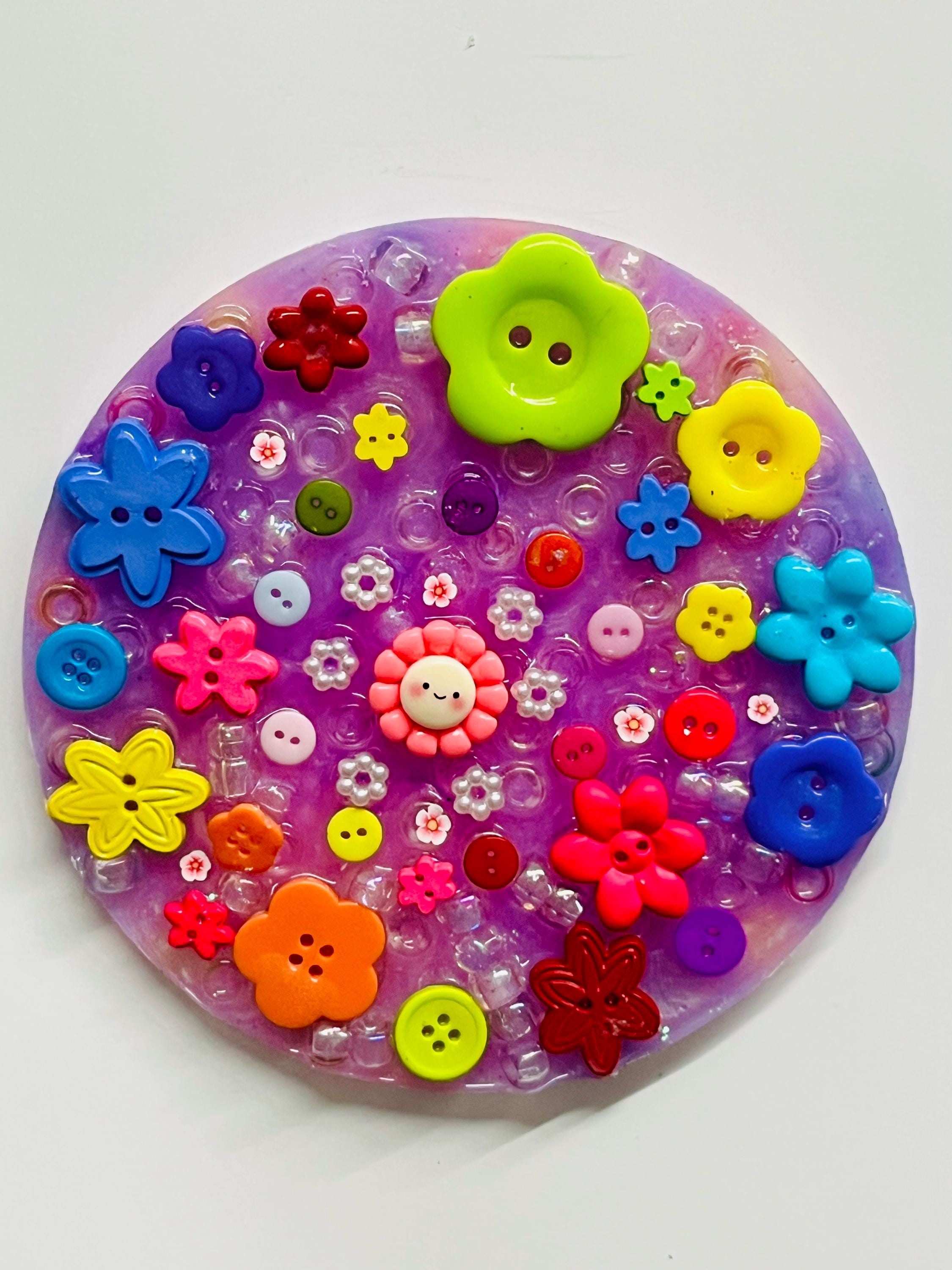 5” Inches Therapeutic  Flower Button Garden    Picky Pad- Sensory Stress Relief- Reusable Craftable Buttons- Fidget Toys- Skin Picky