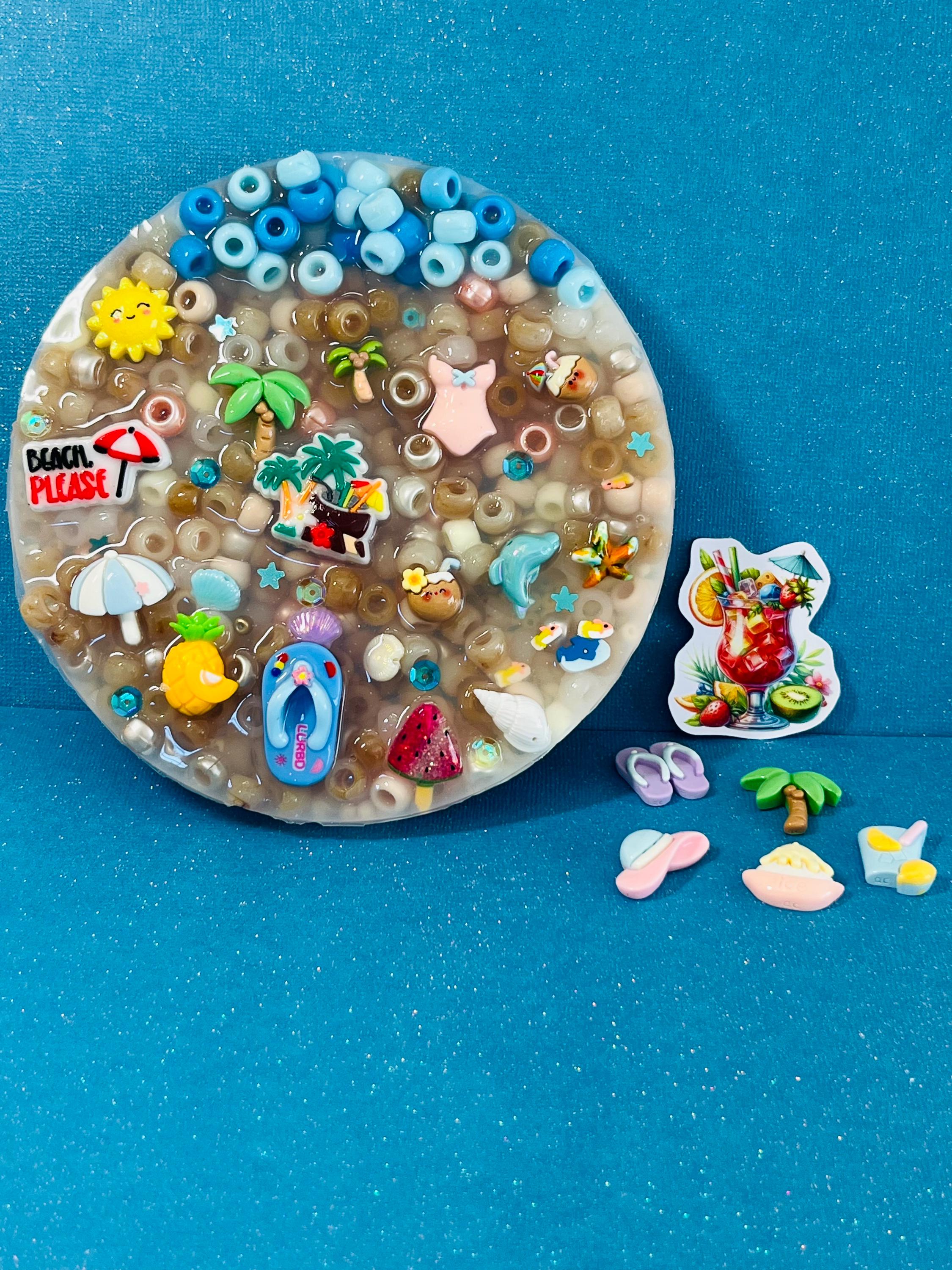 Beach 5: Inches Pick Pad - Sensory Fidget for Summer-  Stress Relief - Dermatillomania-  Skin relief and Anxiety- beach charms- Skin Picky-