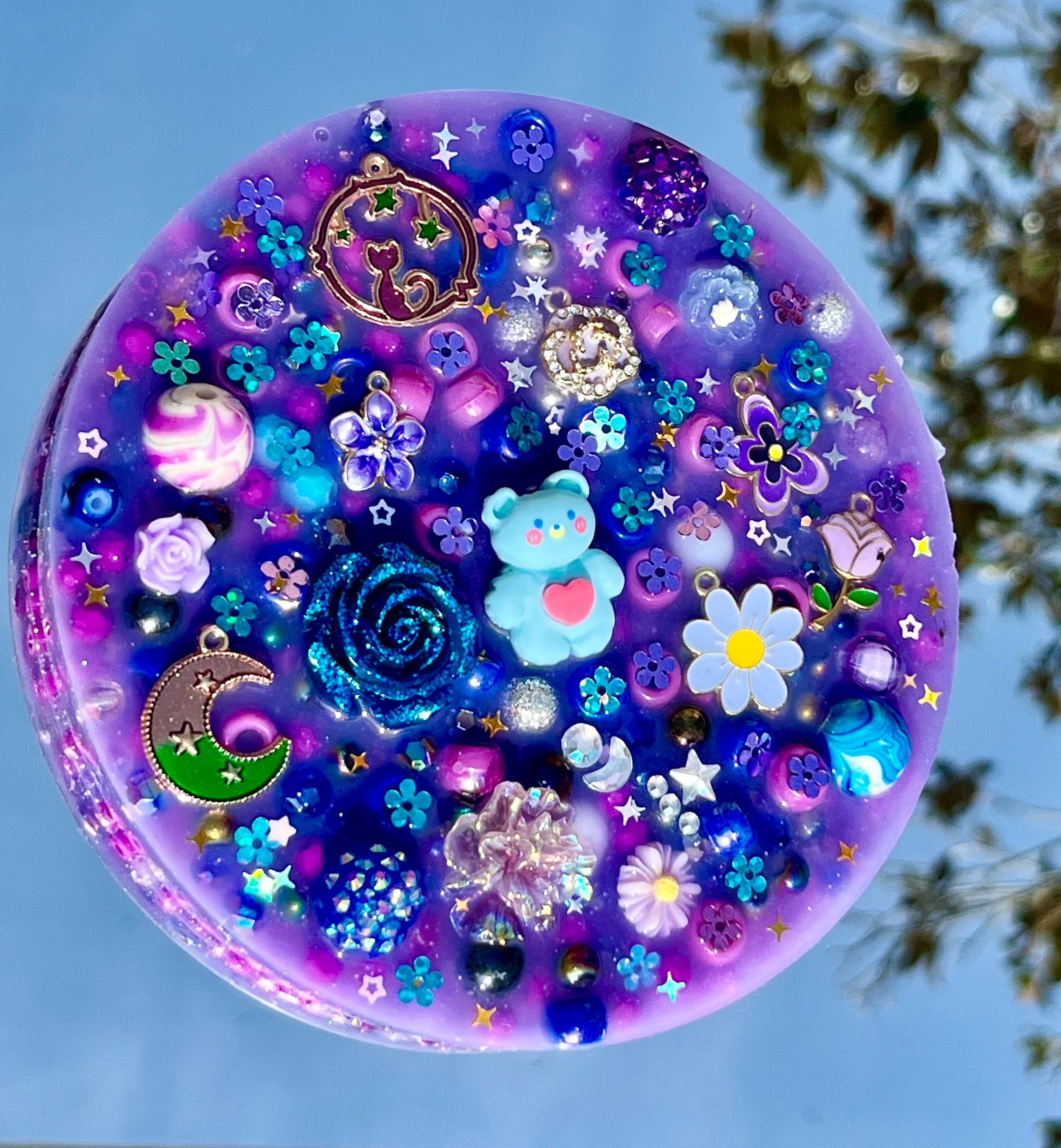 5” Inches Celestial Amethyst Picky Pad,  Sensory Fidget Pad for Skin Picking, Stress & Anxiety Relief, Bead-Filled Silicone Picky pad