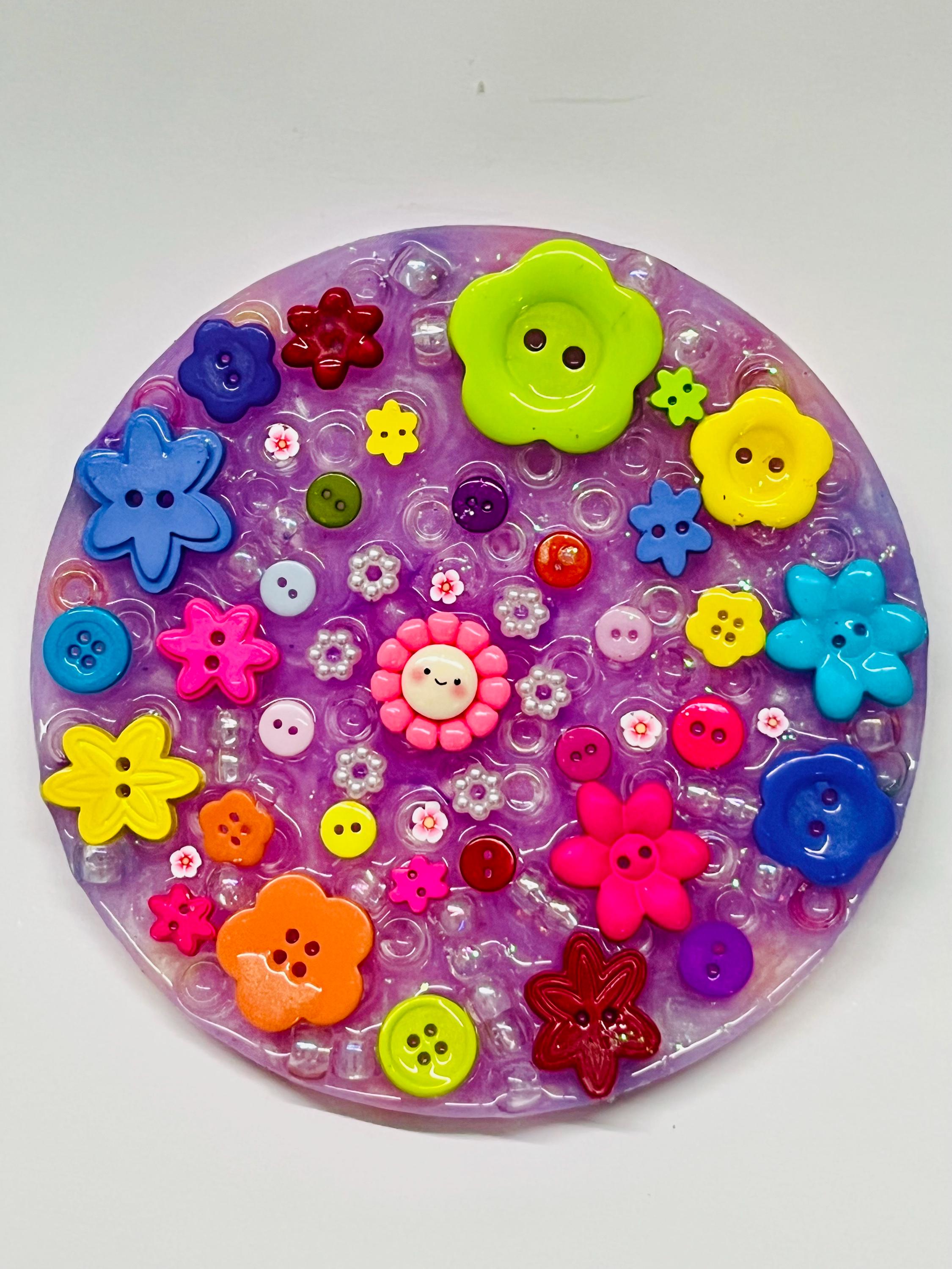 Flower Button Garden    Picky Pad- Sensory Stress Relief- Reusable Craftable Buttons- Fidget Toys- Skin Picky
