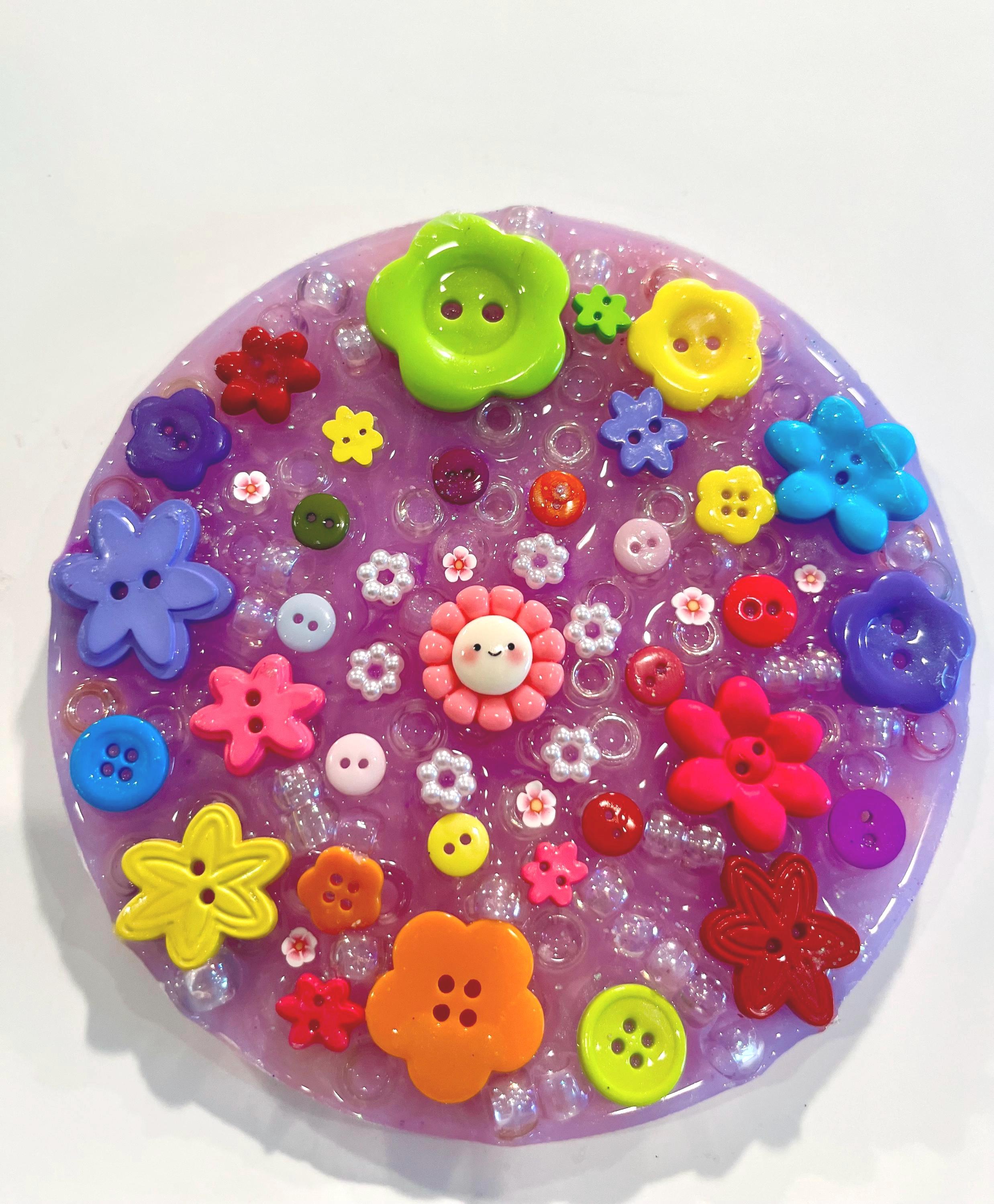 5” Inches Therapeutic  Flower Button Garden    Picky Pad- Sensory Stress Relief- Reusable Craftable Buttons- Fidget Toys- Skin Picky