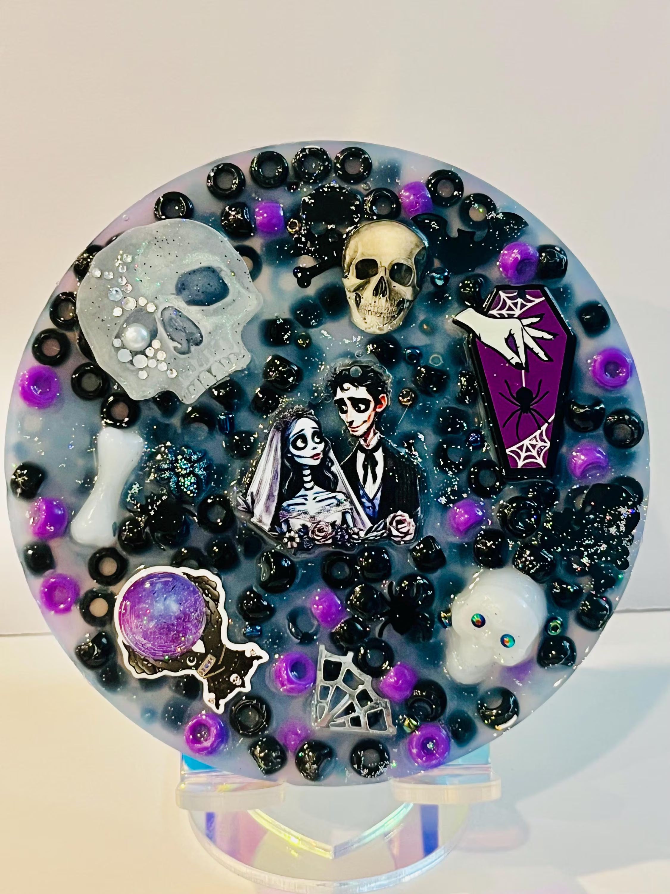 Halloween Skull Couple Picky Pad – Stress Relief Sensory Toy, Gothic Skeleton Bride Groom, skin Picky, Dertillomania, ADHD