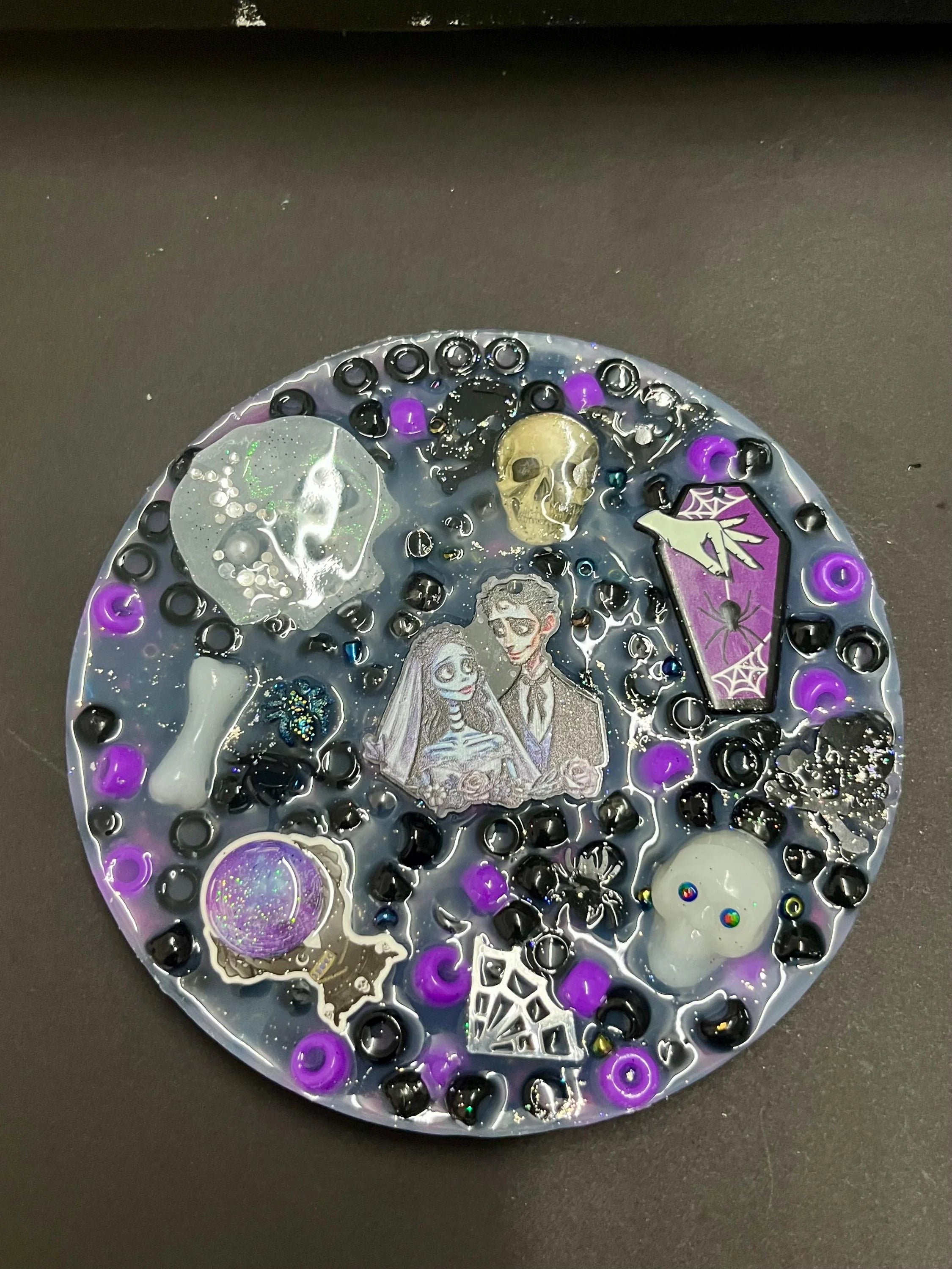 Halloween Skull Couple Picky Pad – Stress Relief Sensory Toy, Gothic Skeleton Bride Groom, skin Picky, Dertillomania, ADHD