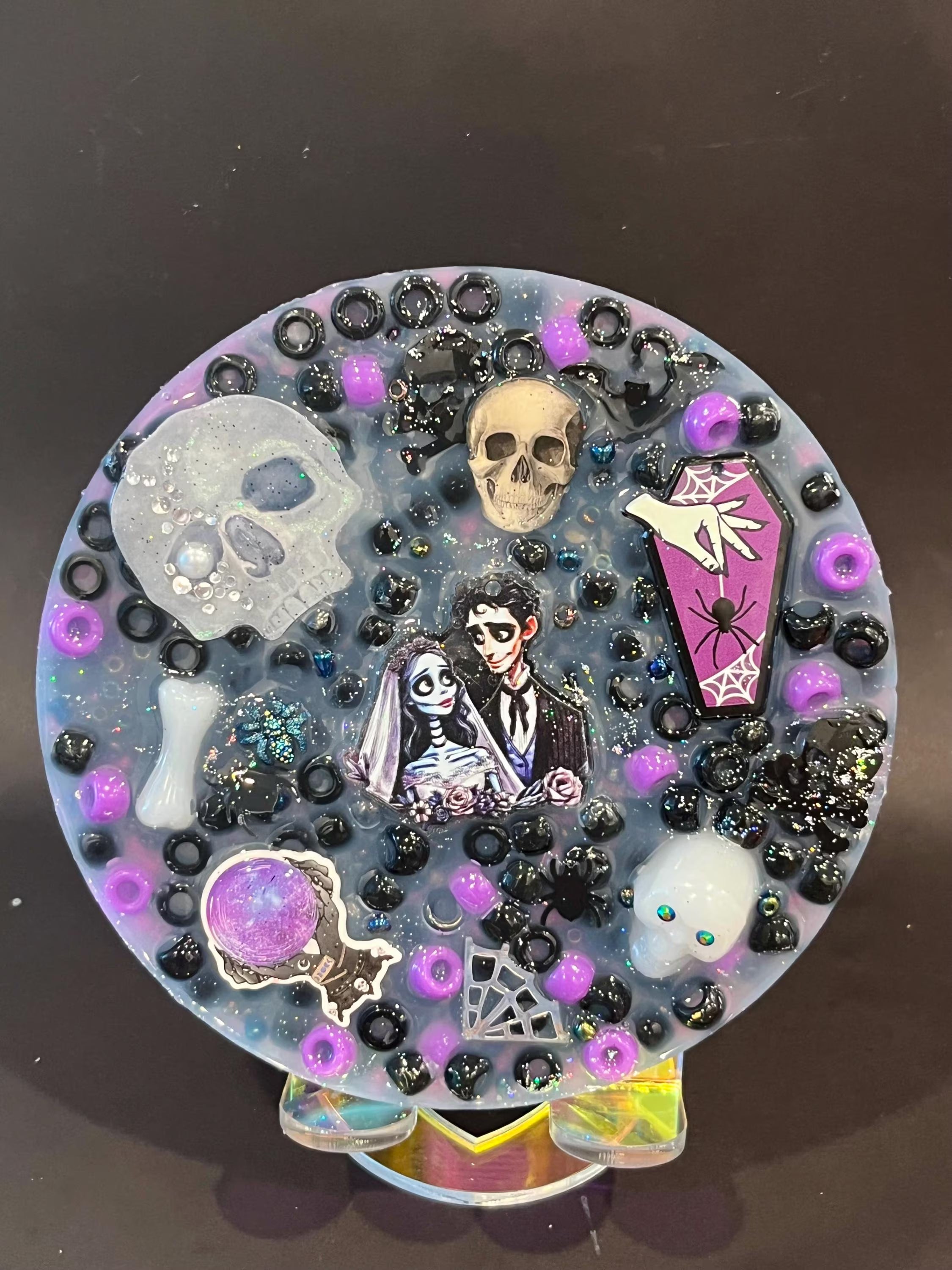 Halloween Skull Couple Picky Pad – Stress Relief Sensory Toy, Gothic Skeleton Bride Groom, skin Picky, Dertillomania, ADHD