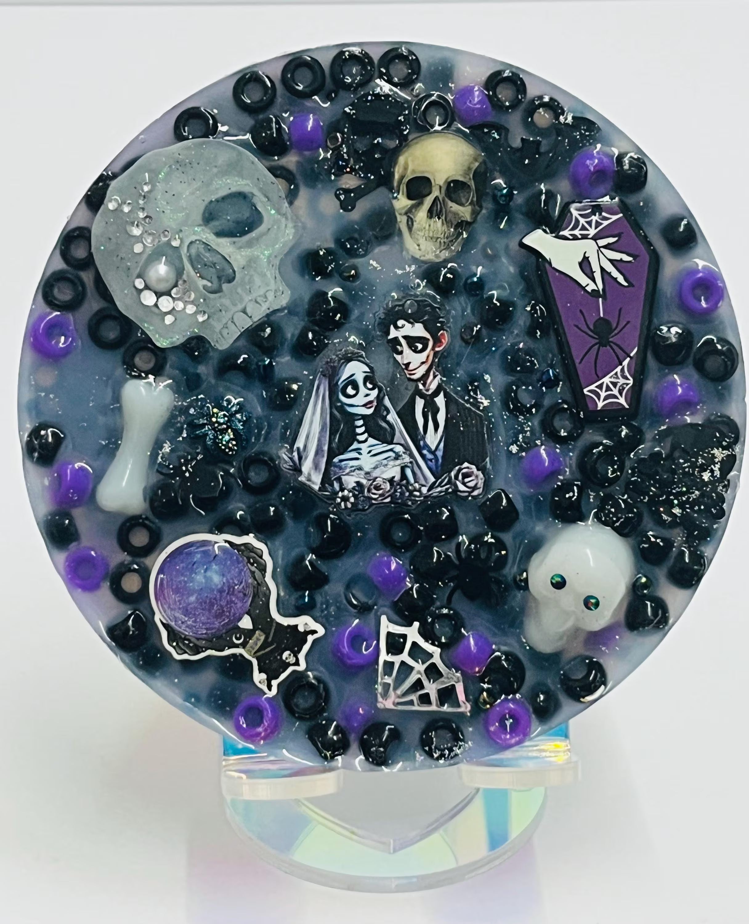 Halloween Skull Couple Picky Pad – Stress Relief Sensory Toy, Gothic Skeleton Bride Groom, skin Picky, Dertillomania, ADHD